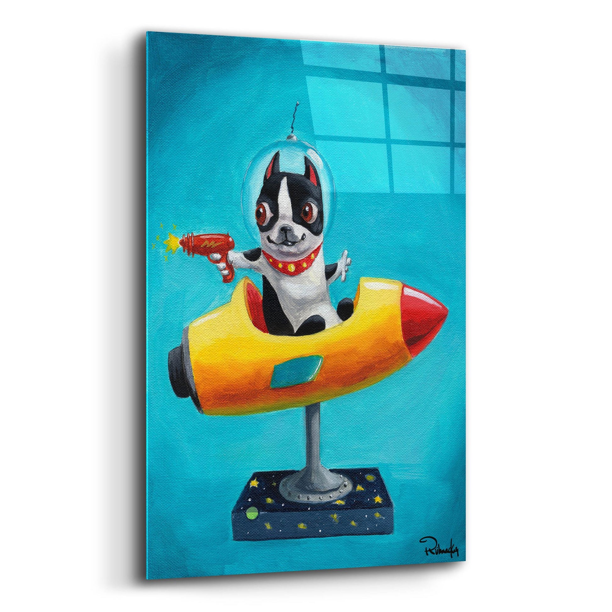 Epic Art ' Rocket Blue' by Brian Rubenacker, Acrylic Glass Wall Art,12x16