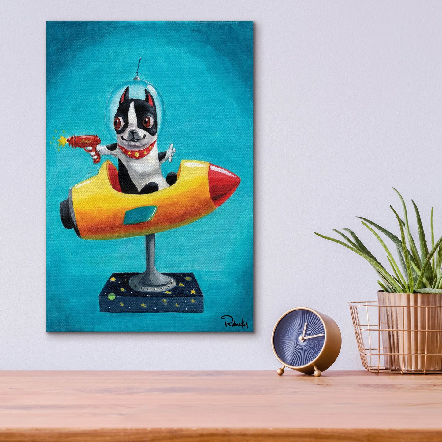 Epic Art ' Rocket Blue' by Brian Rubenacker, Acrylic Glass Wall Art,12x16