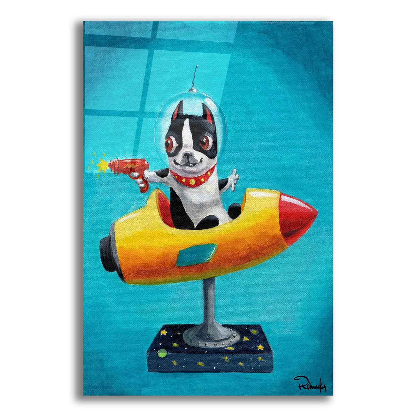 Epic Art ' Rocket Blue' by Brian Rubenacker, Acrylic Glass Wall Art,12x16