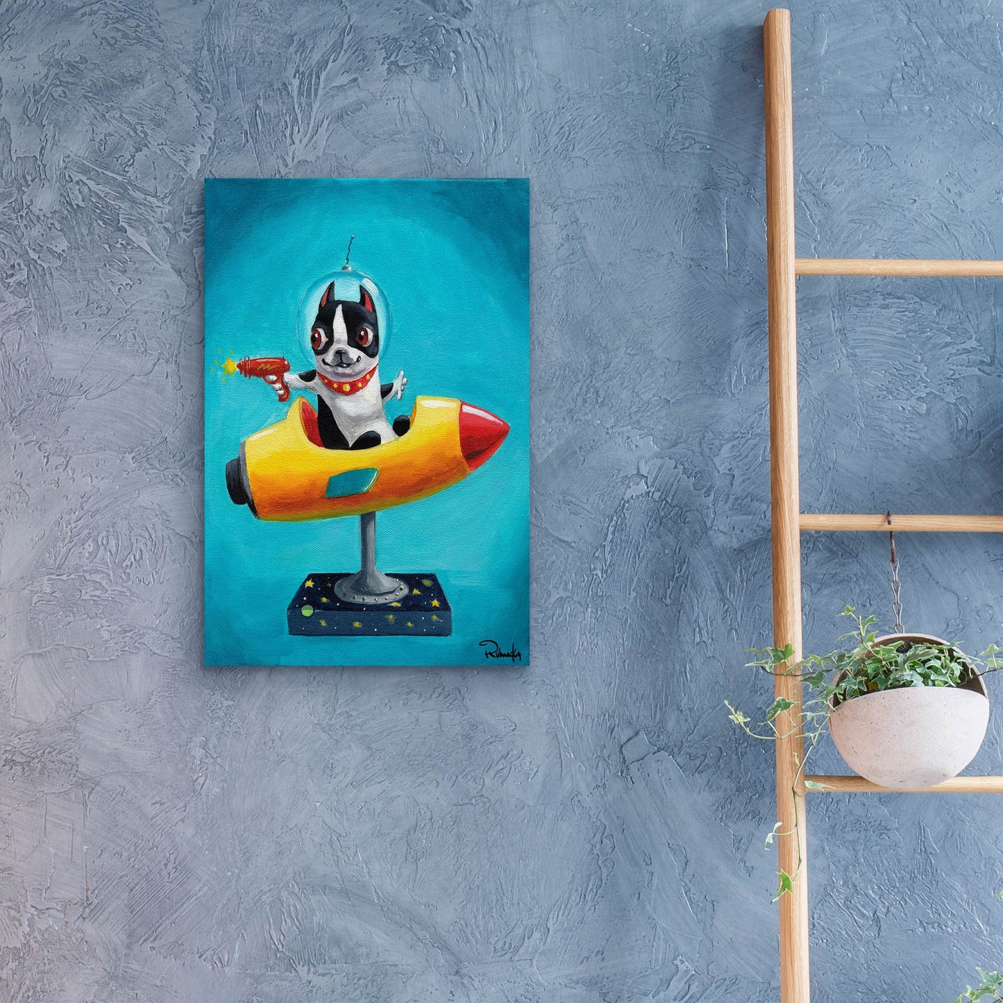 Epic Art ' Rocket Blue' by Brian Rubenacker, Acrylic Glass Wall Art,16x24