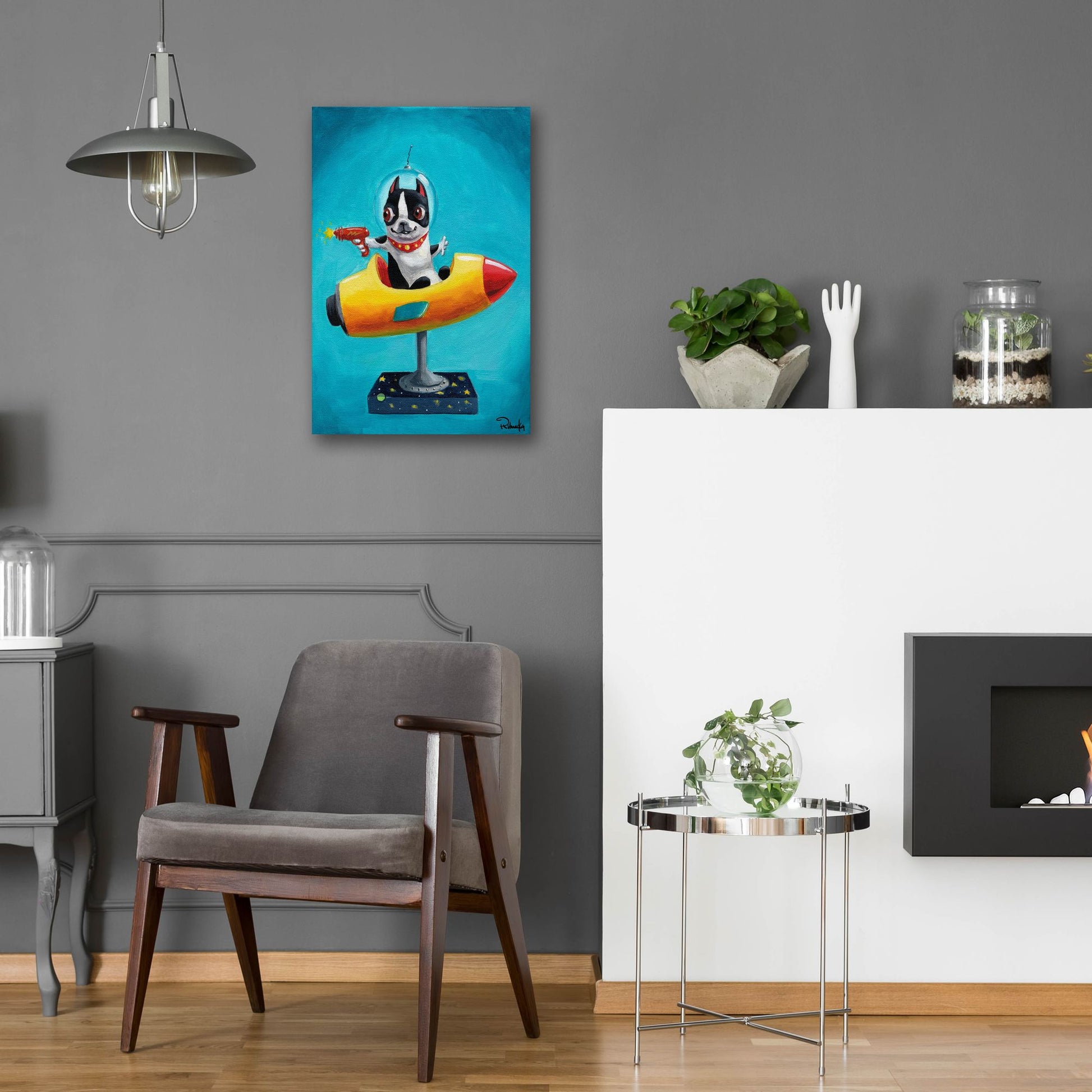 Epic Art ' Rocket Blue' by Brian Rubenacker, Acrylic Glass Wall Art,16x24