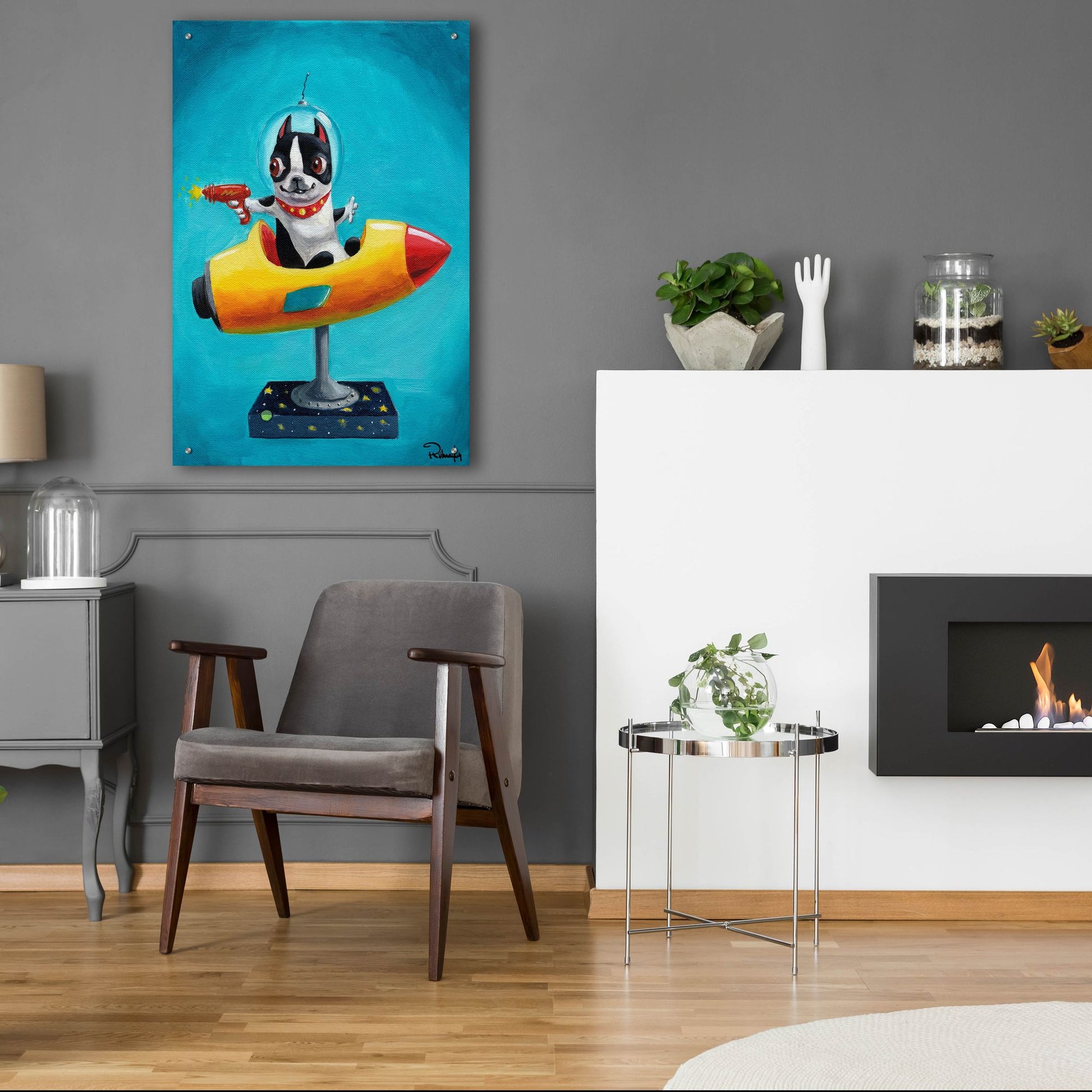 Epic Art ' Rocket Blue' by Brian Rubenacker, Acrylic Glass Wall Art,24x36