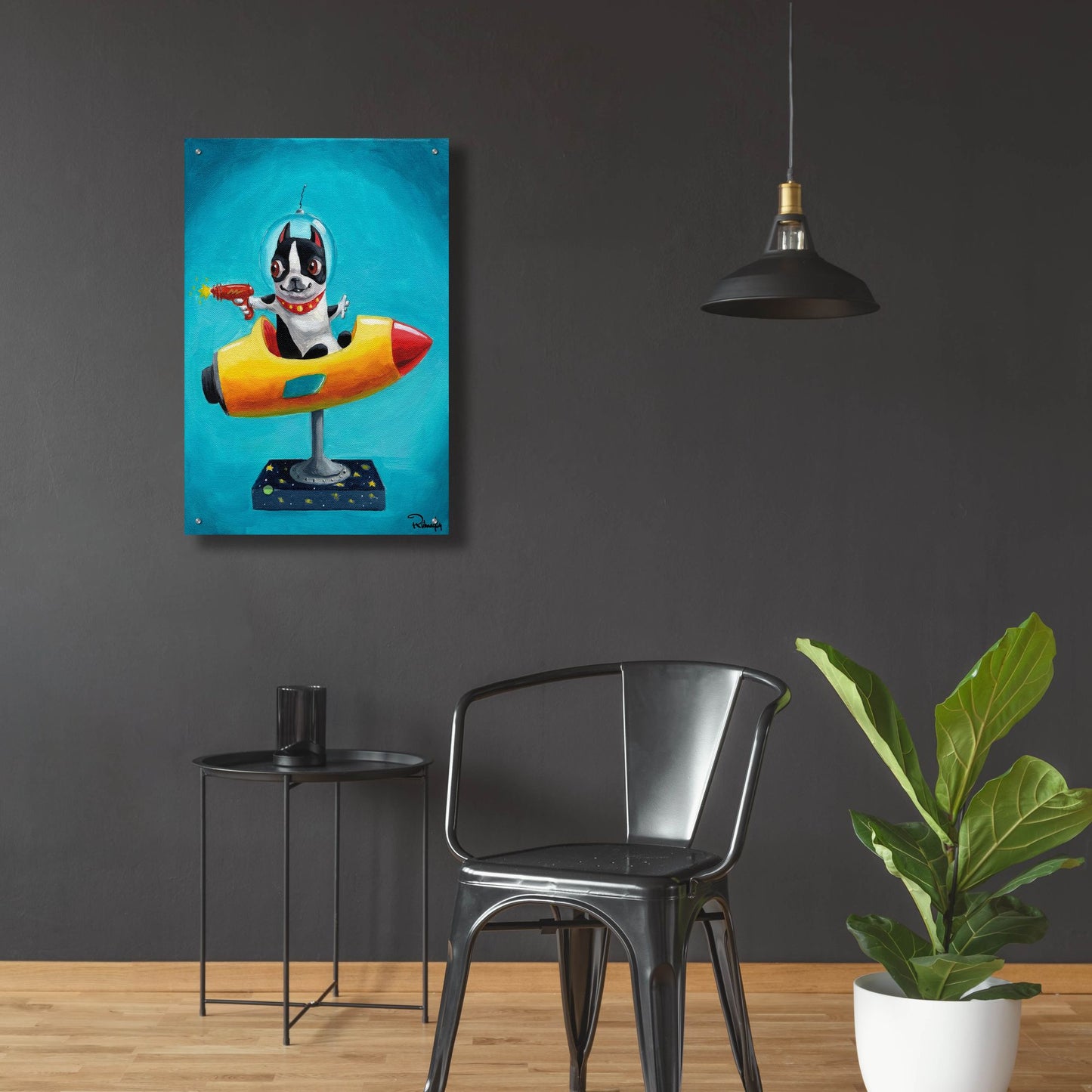 Epic Art ' Rocket Blue' by Brian Rubenacker, Acrylic Glass Wall Art,24x36