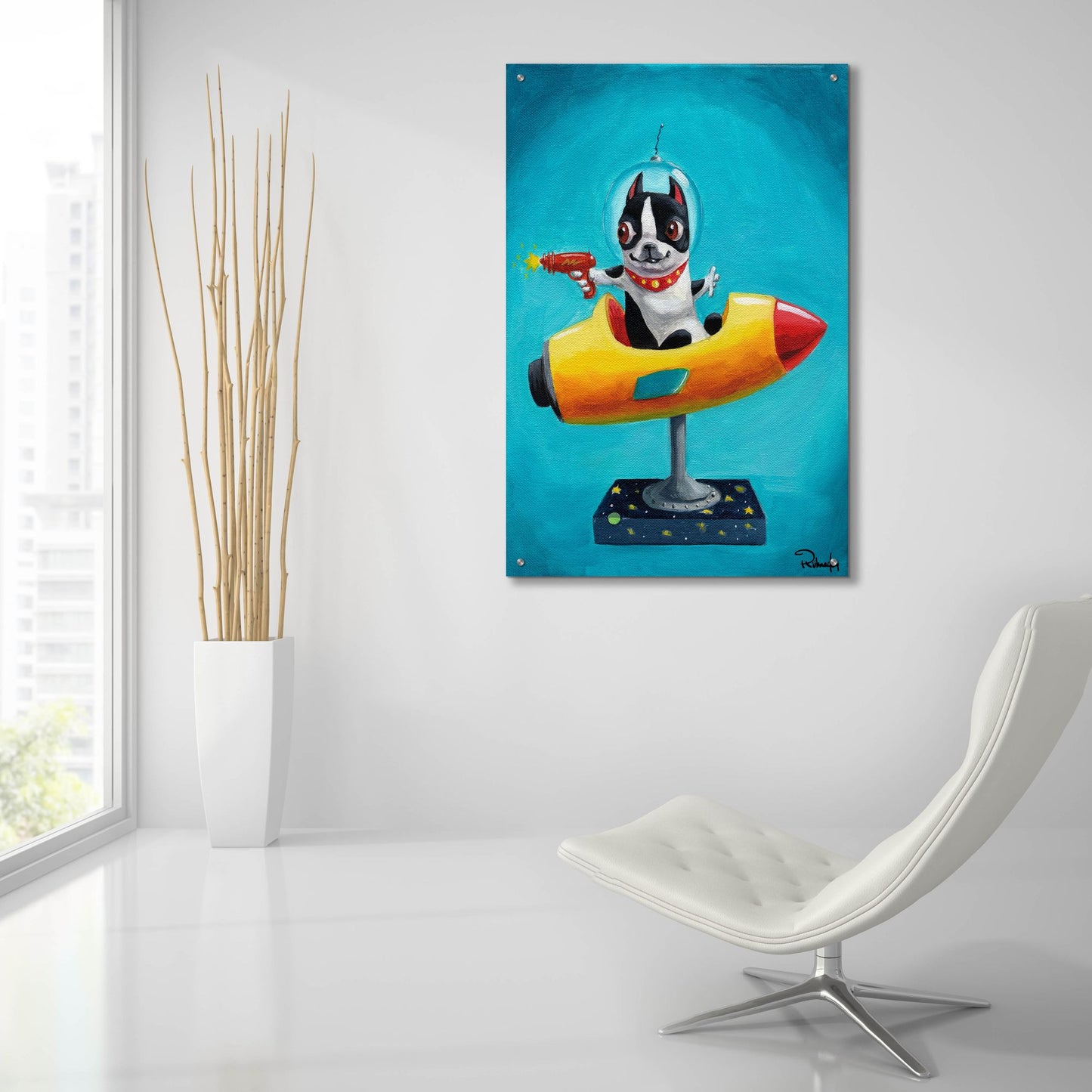 Epic Art ' Rocket Blue' by Brian Rubenacker, Acrylic Glass Wall Art,24x36