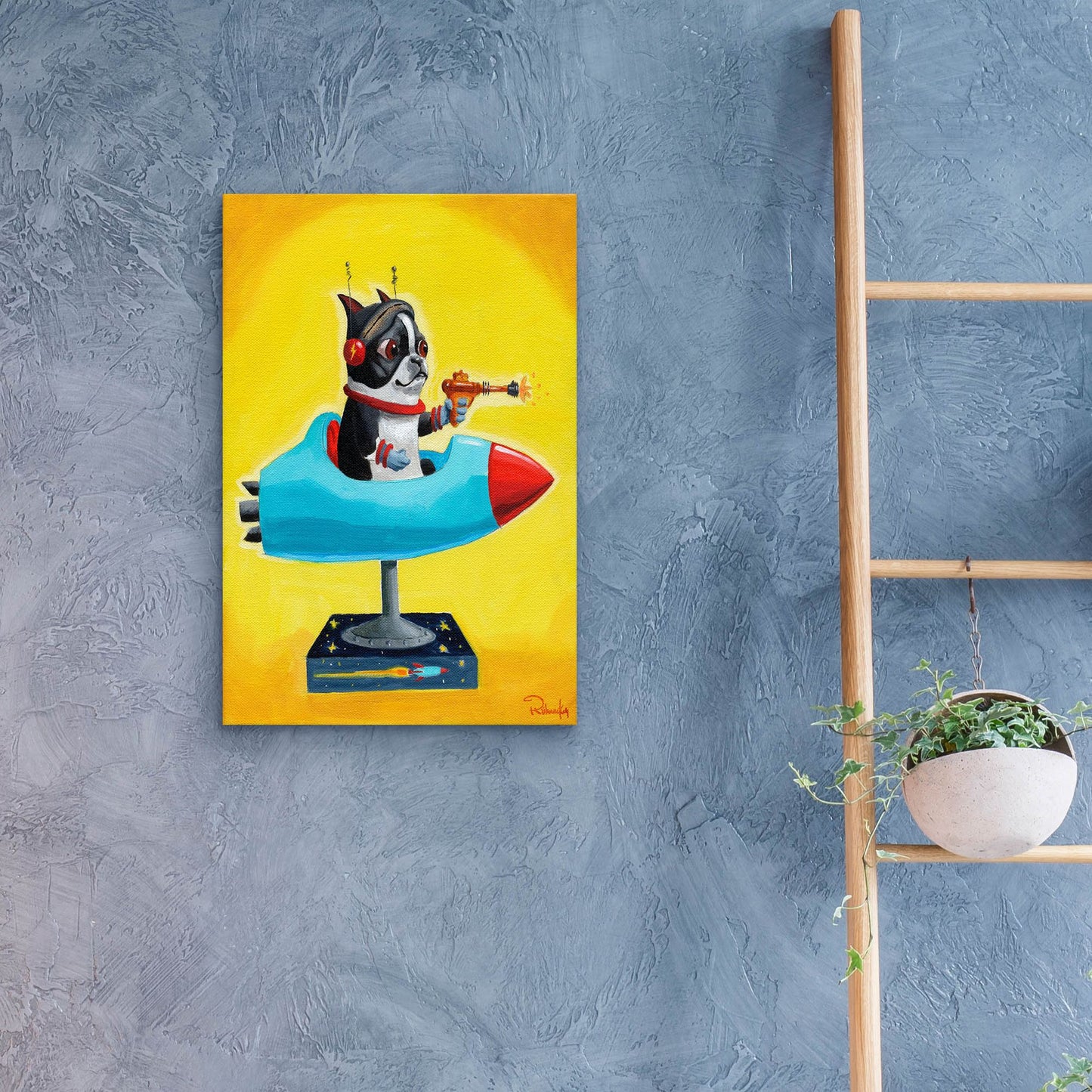 Epic Art ' Rocket Yellow' by Brian Rubenacker, Acrylic Glass Wall Art,16x24