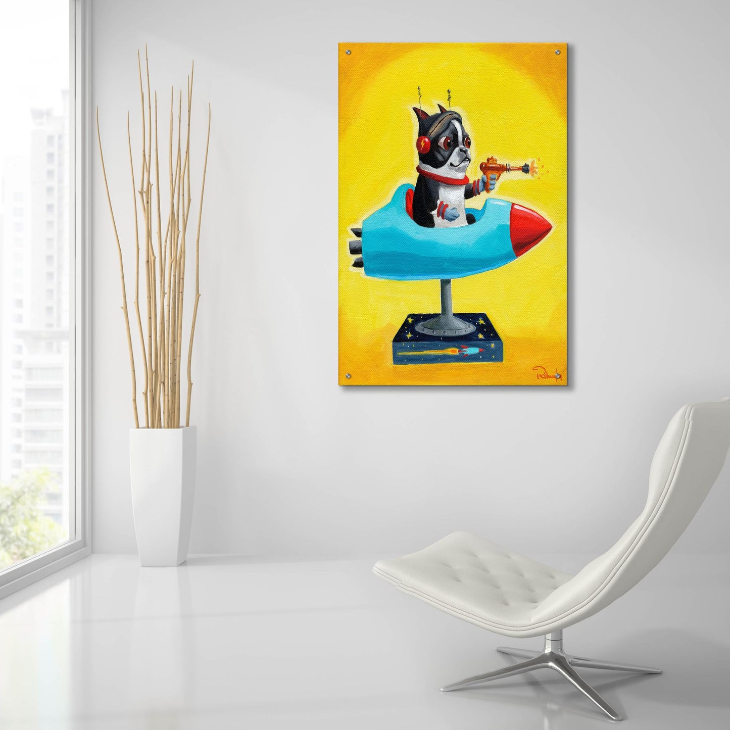 Epic Art ' Rocket Yellow' by Brian Rubenacker, Acrylic Glass Wall Art,24x36