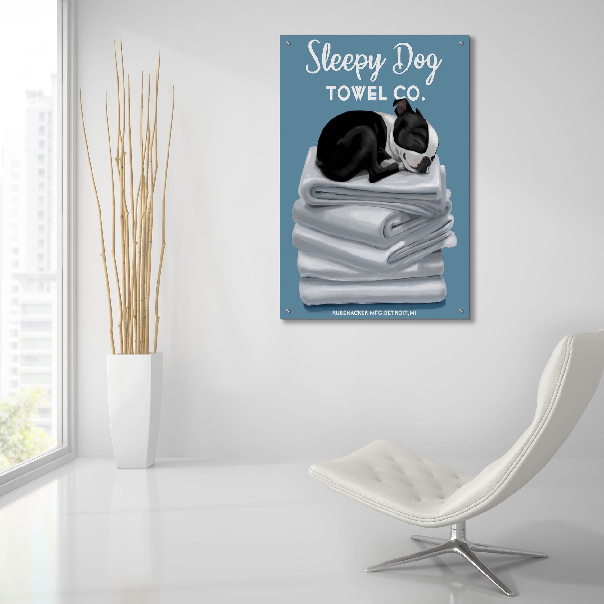 Epic Art ' Sleepy Dog' by Brian Rubenacker, Acrylic Glass Wall Art,24x36