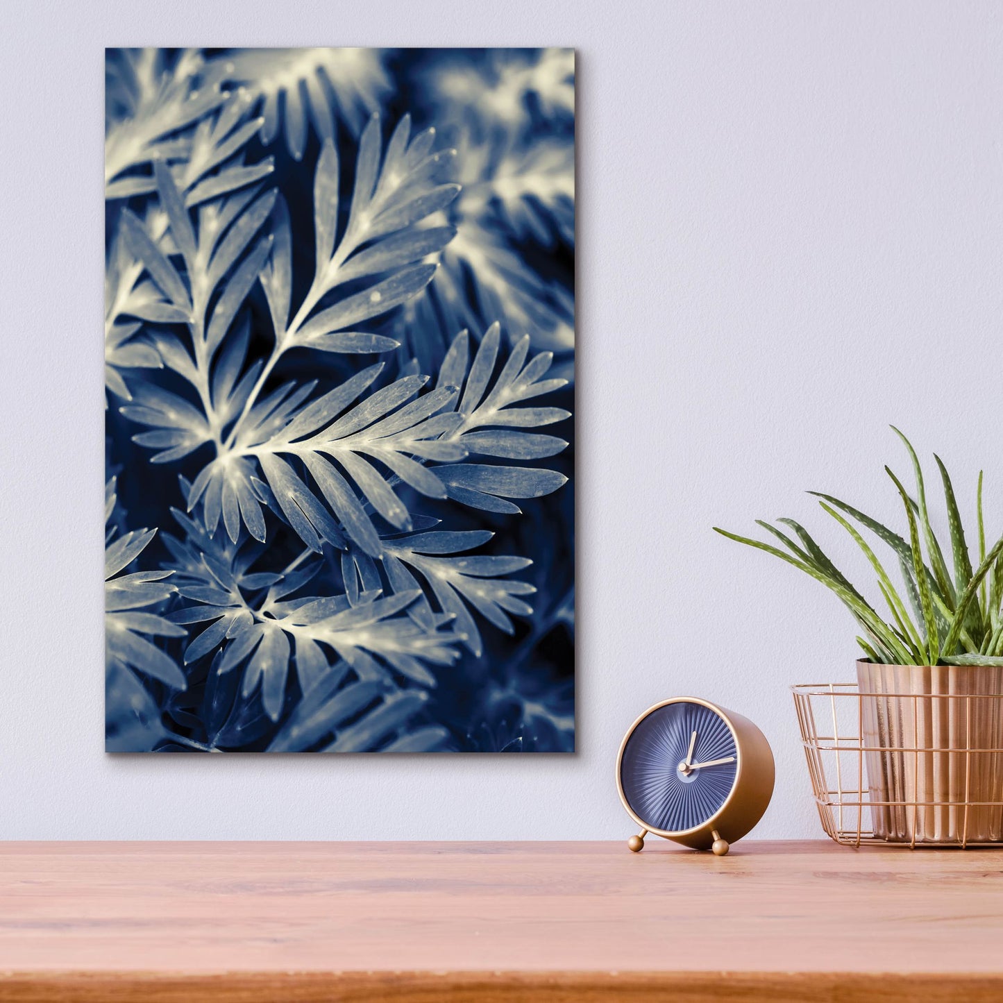 Epic Art ' Navy Blue Leaves' by Brooke T. Ryan, Acrylic Glass Wall Art,12x16