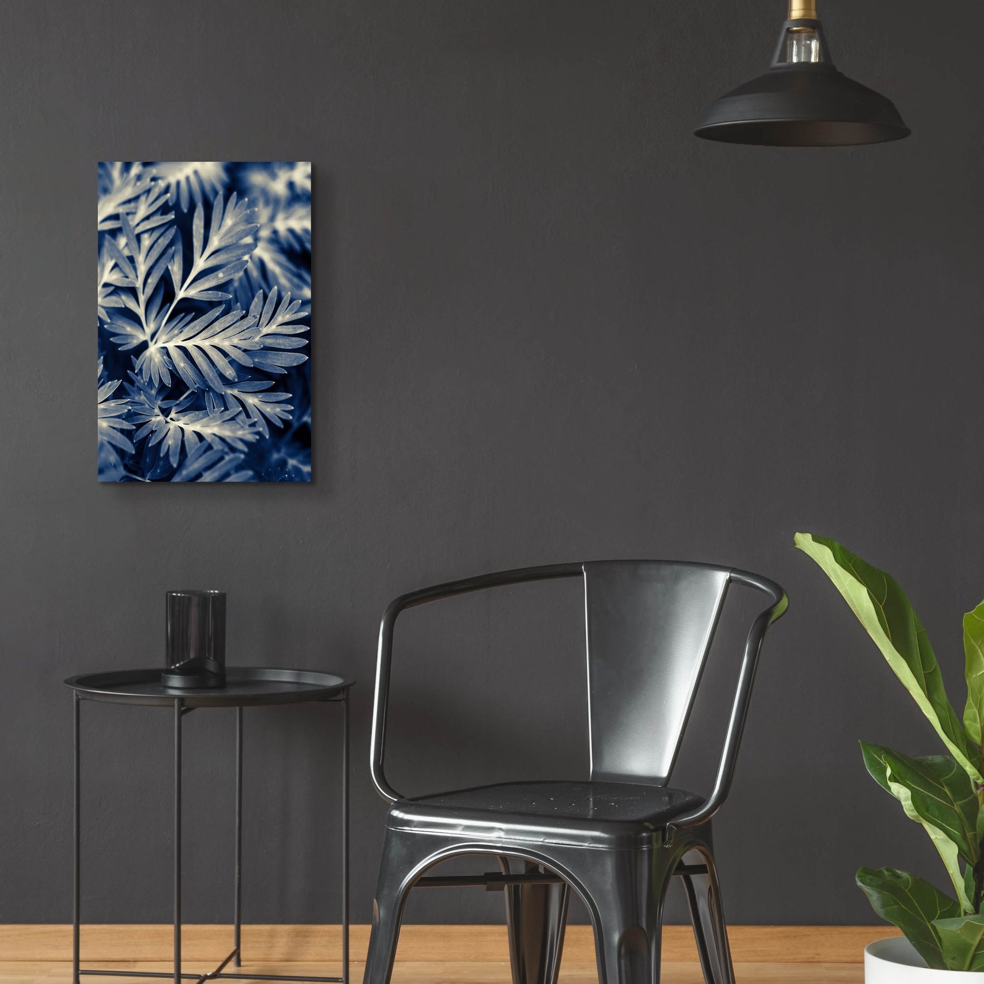 Epic Art ' Navy Blue Leaves' by Brooke T. Ryan, Acrylic Glass Wall Art,16x24