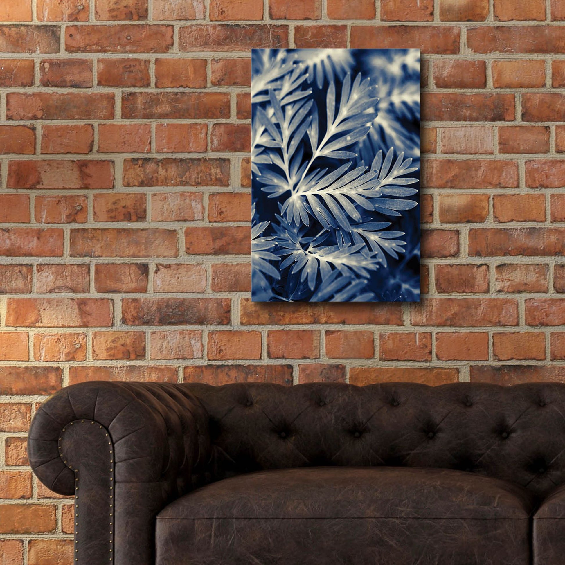 Epic Art ' Navy Blue Leaves' by Brooke T. Ryan, Acrylic Glass Wall Art,16x24