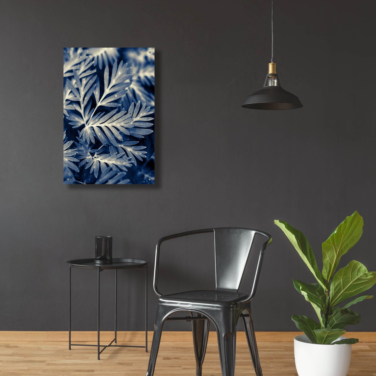 Epic Art ' Navy Blue Leaves' by Brooke T. Ryan, Acrylic Glass Wall Art,24x36