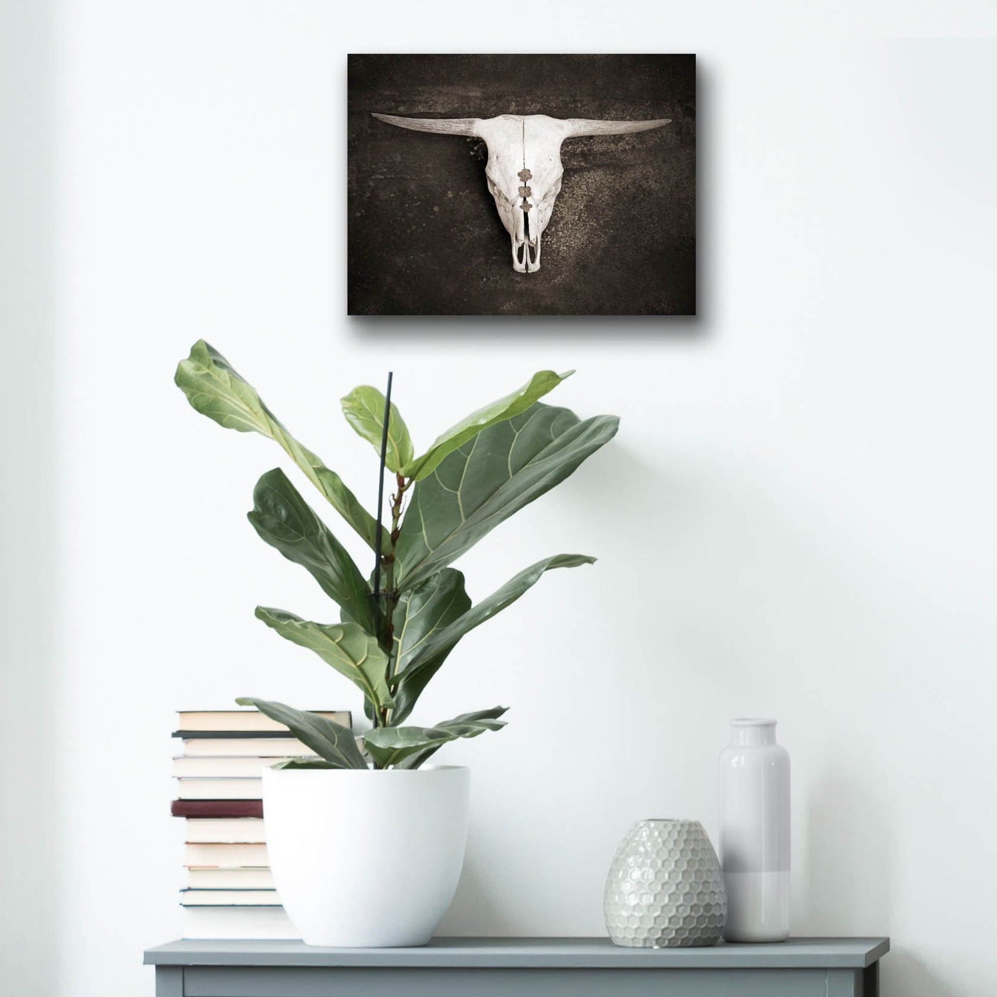 Epic Art ' Sepia Cattle Skull' by Brooke T. Ryan, Acrylic Glass Wall Art,16x12