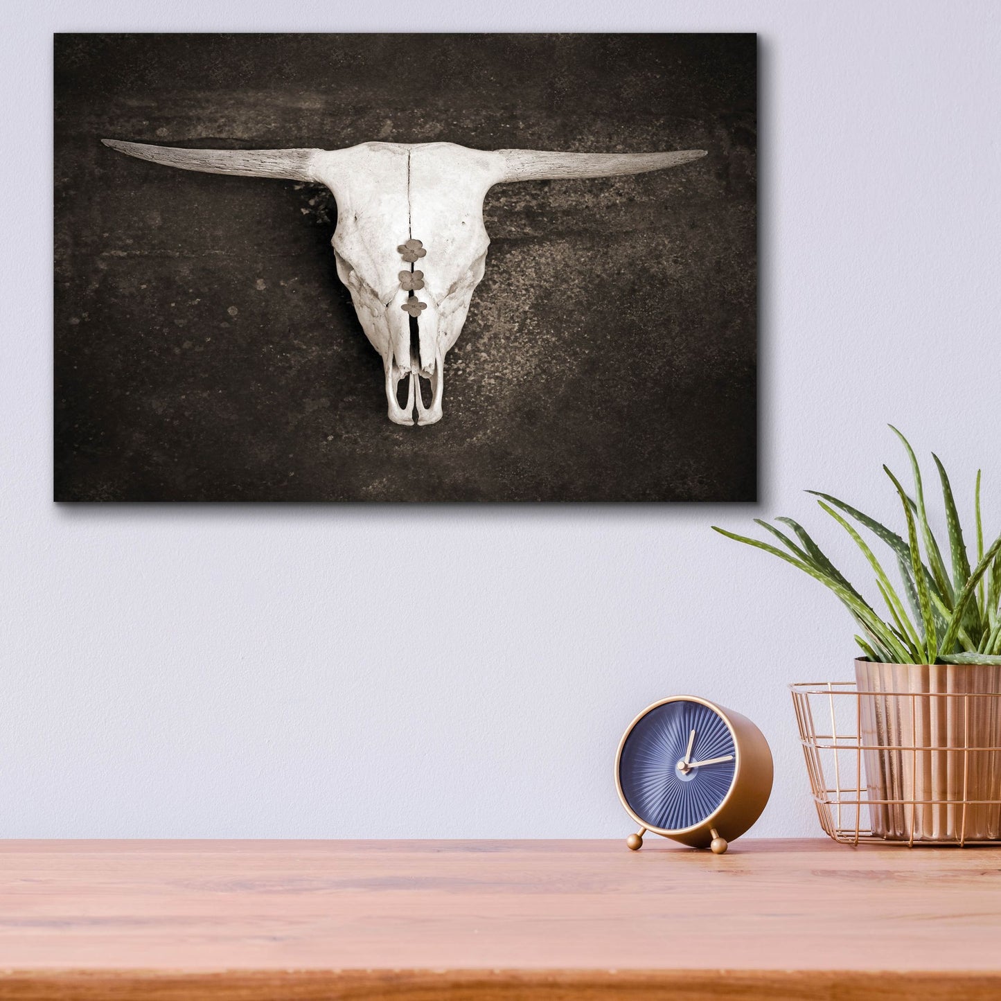 Epic Art ' Sepia Cattle Skull' by Brooke T. Ryan, Acrylic Glass Wall Art,16x12