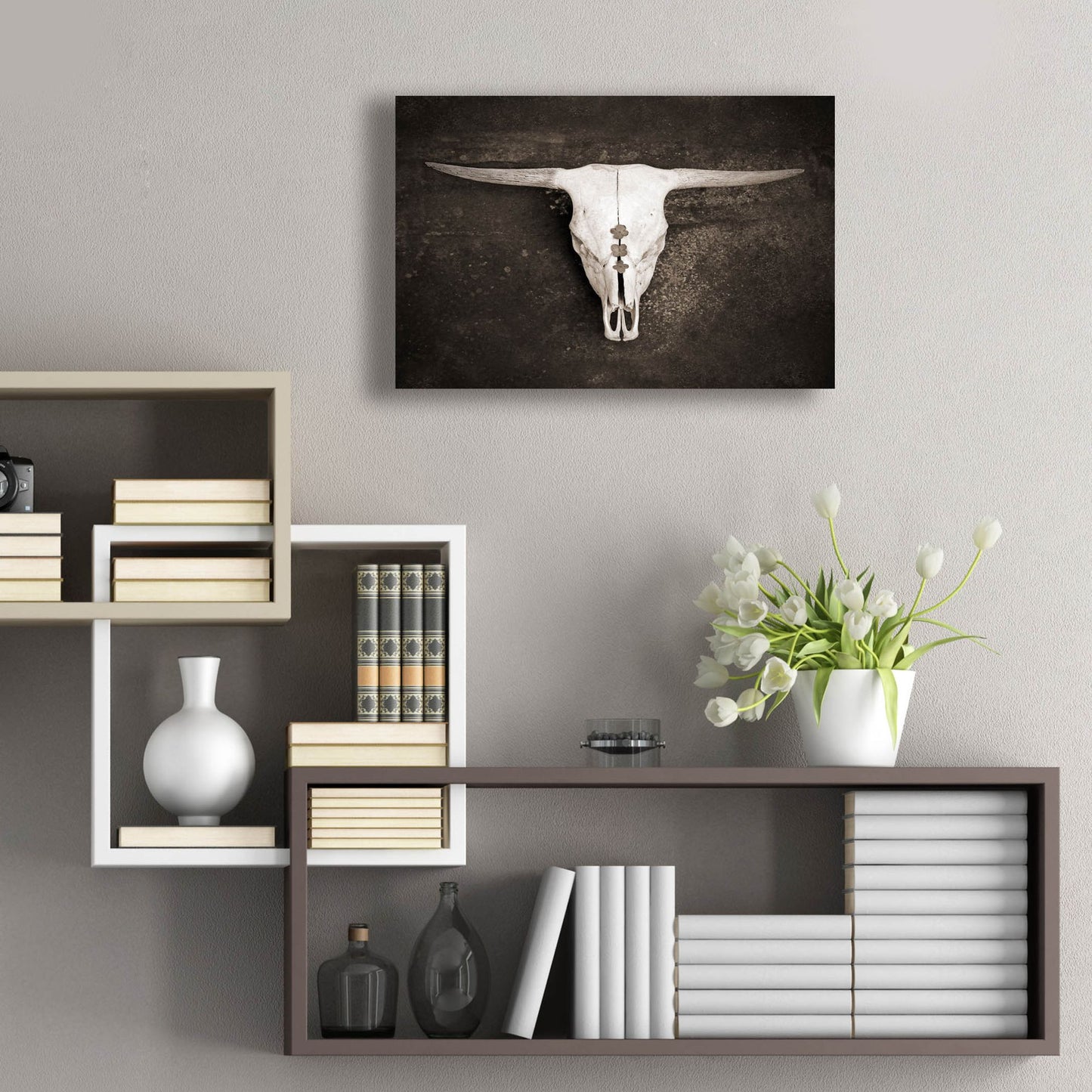 Epic Art ' Sepia Cattle Skull' by Brooke T. Ryan, Acrylic Glass Wall Art,24x16