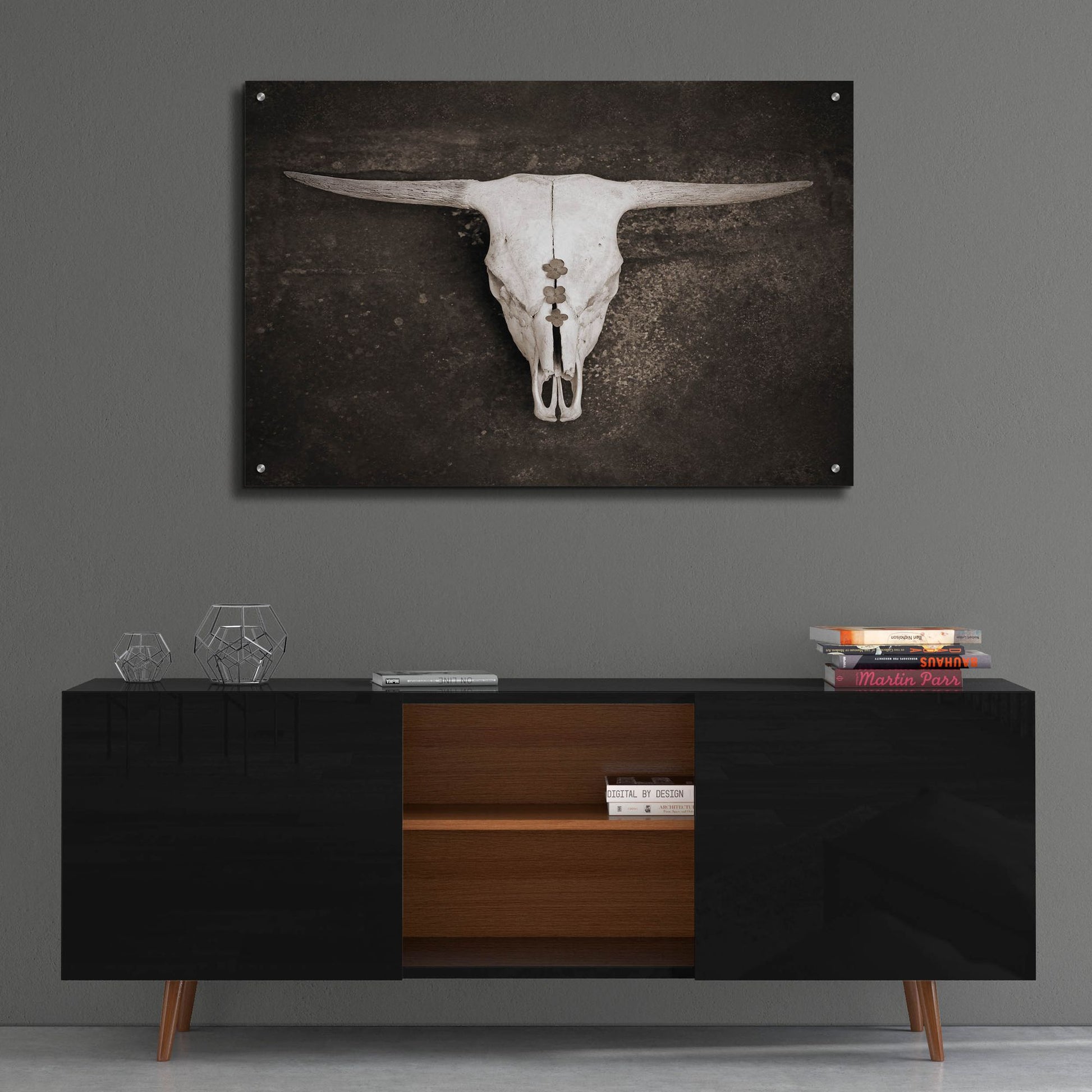 Epic Art ' Sepia Cattle Skull' by Brooke T. Ryan, Acrylic Glass Wall Art,36x24