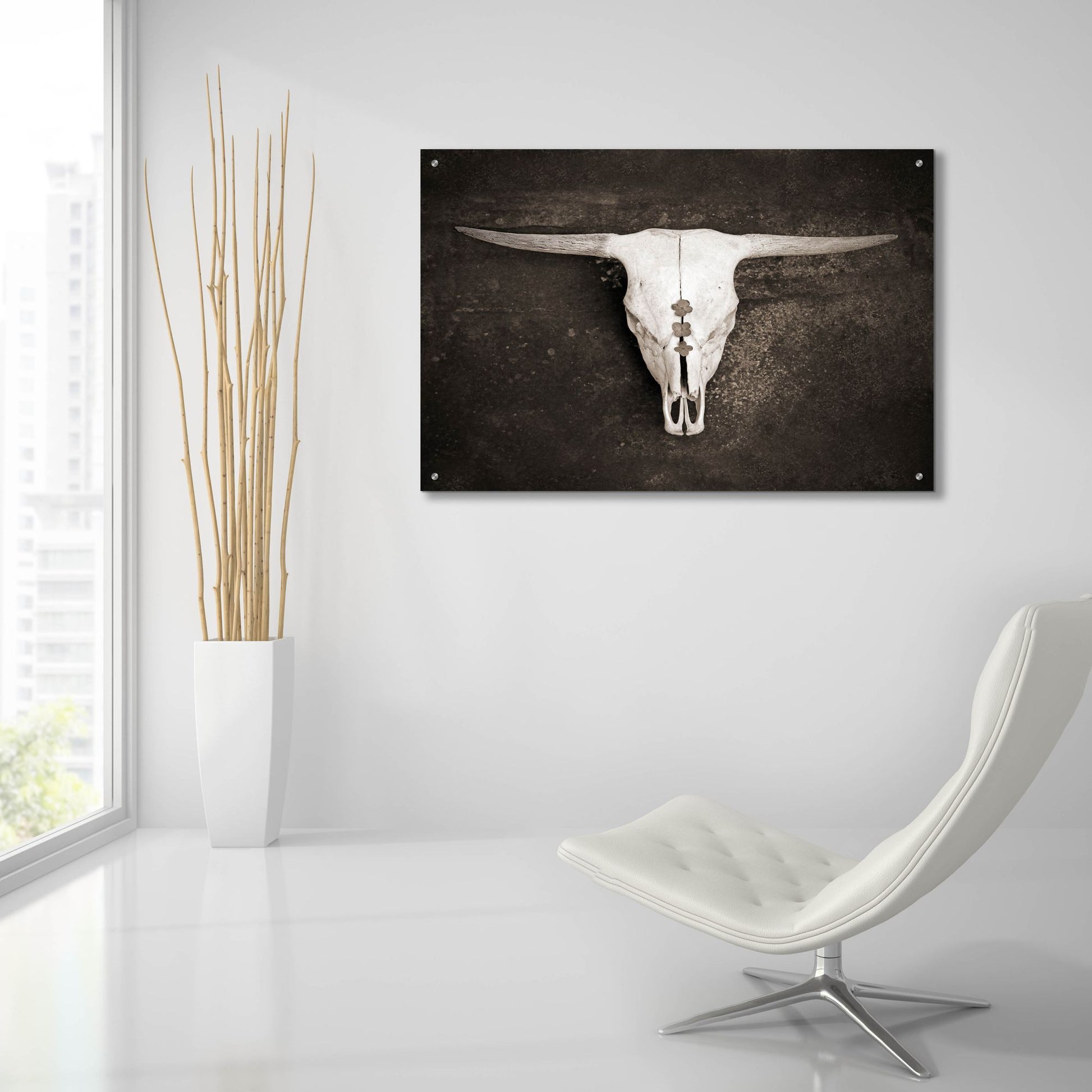 Epic Art ' Sepia Cattle Skull' by Brooke T. Ryan, Acrylic Glass Wall Art,36x24