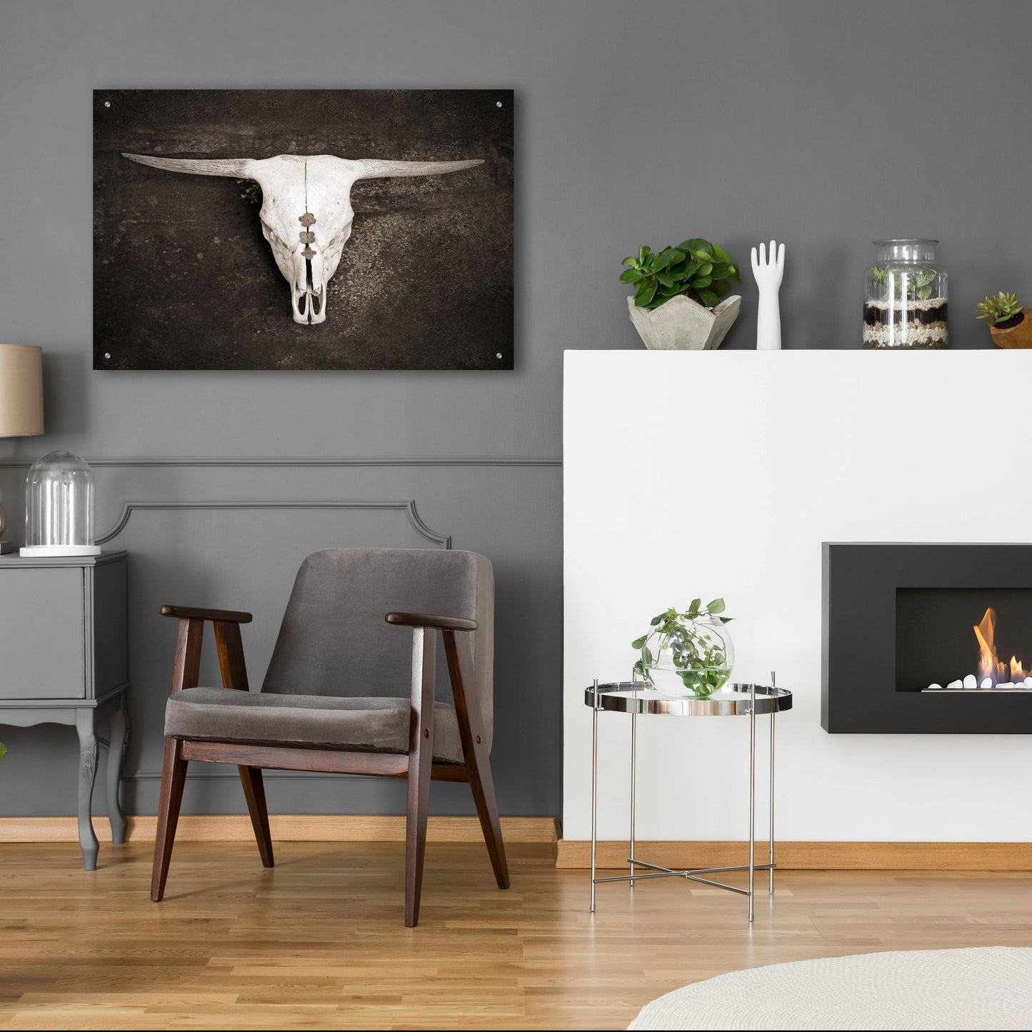 Epic Art ' Sepia Cattle Skull' by Brooke T. Ryan, Acrylic Glass Wall Art,36x24