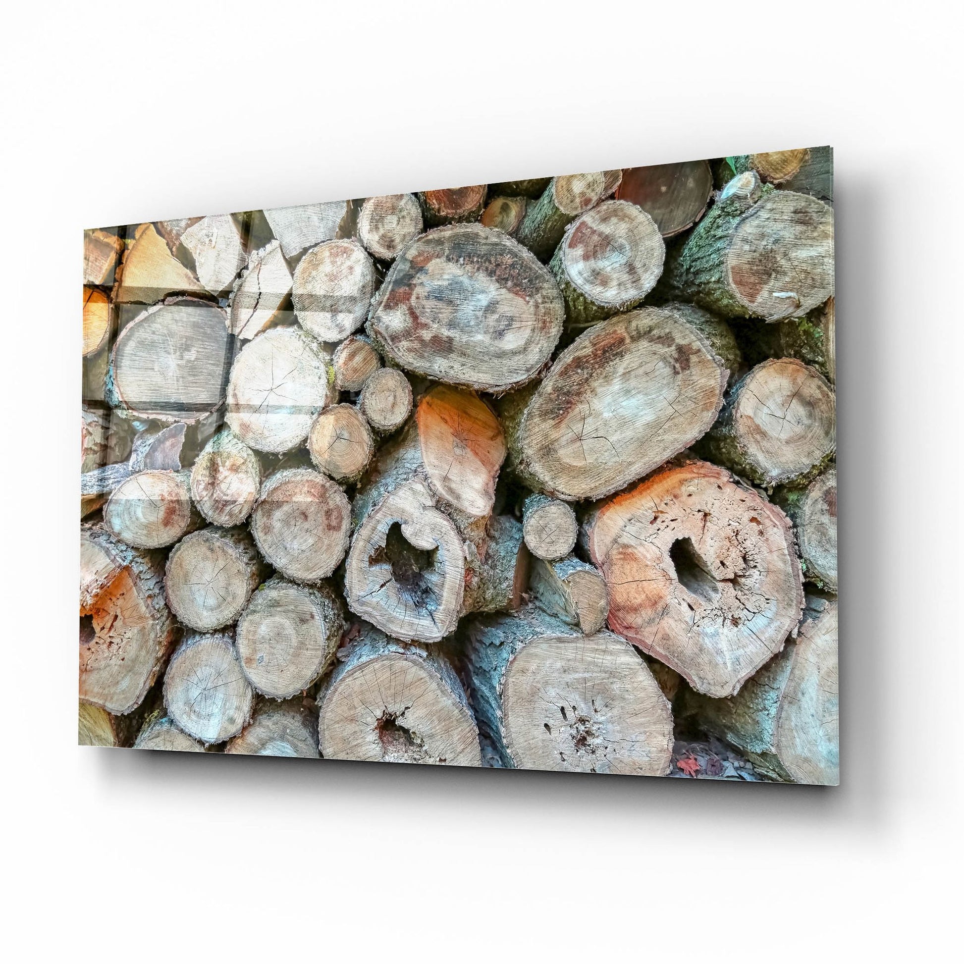 Epic Art ' Woodpile' by Brooke T. Ryan, Acrylic Glass Wall Art,16x12