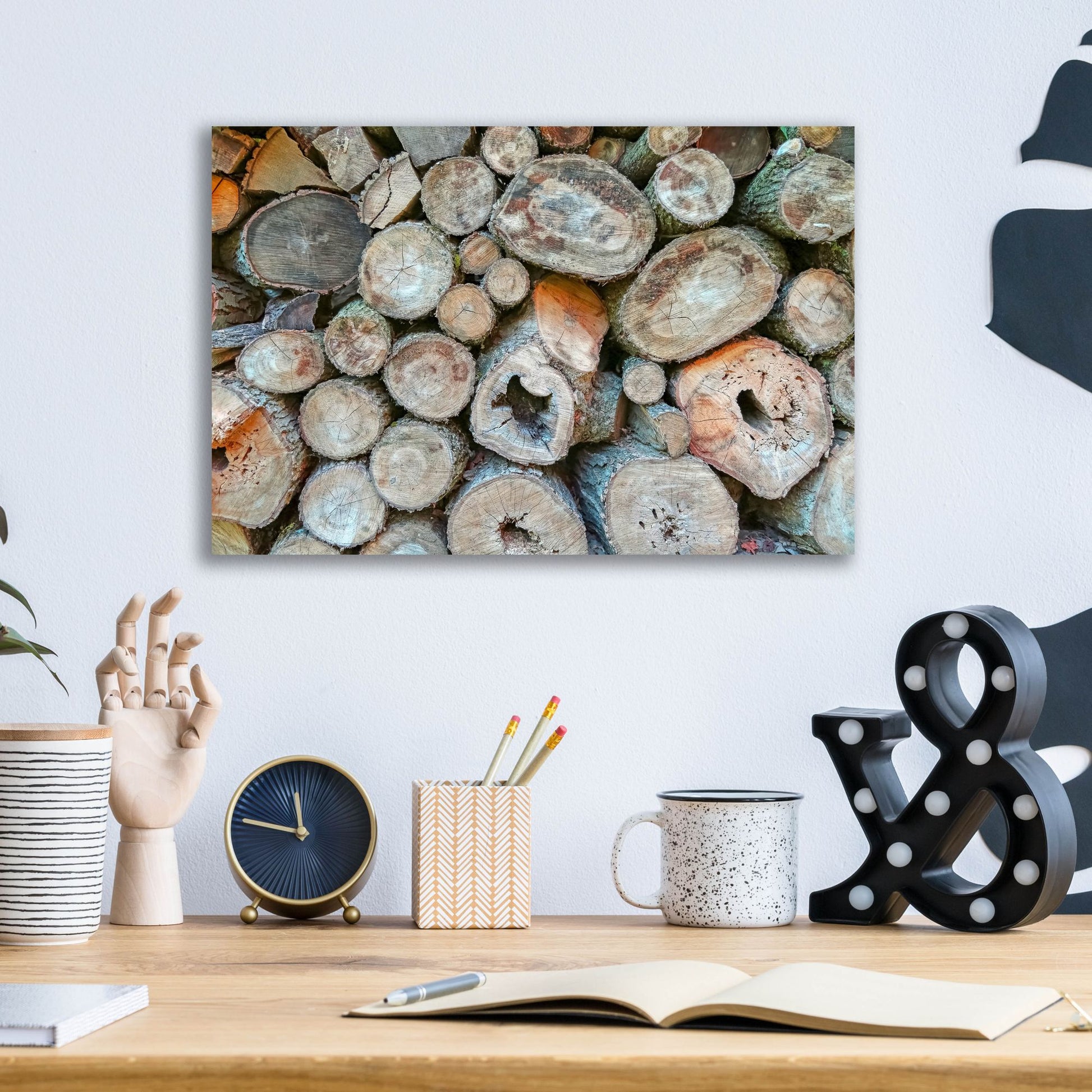 Epic Art ' Woodpile' by Brooke T. Ryan, Acrylic Glass Wall Art,16x12