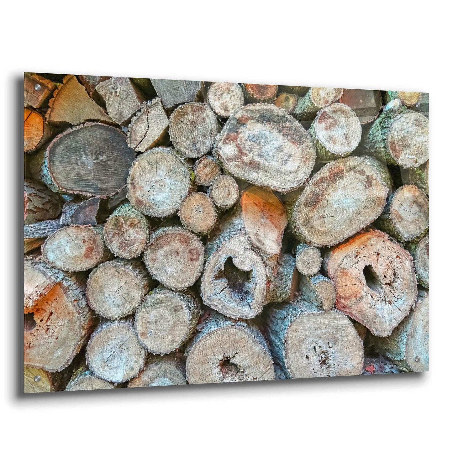 Epic Art ' Woodpile' by Brooke T. Ryan, Acrylic Glass Wall Art,36x24