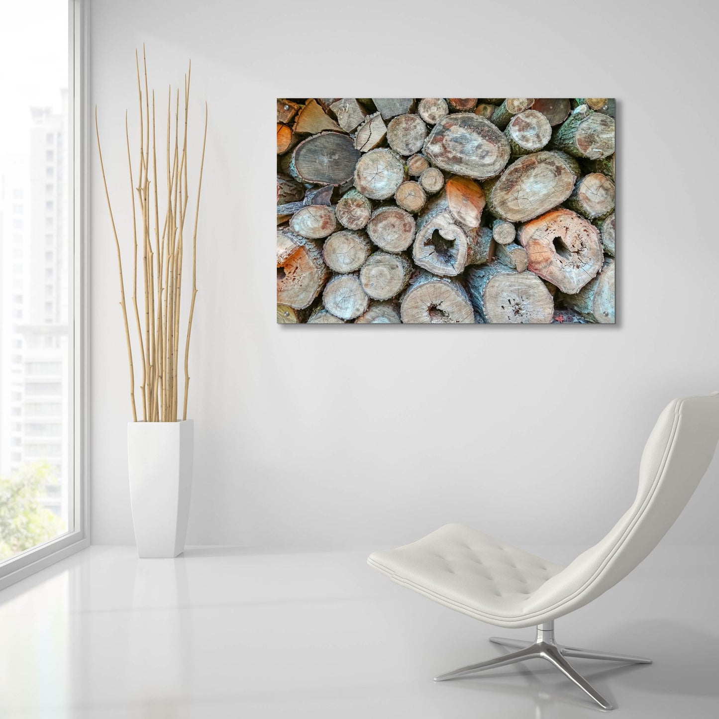 Epic Art ' Woodpile' by Brooke T. Ryan, Acrylic Glass Wall Art,36x24