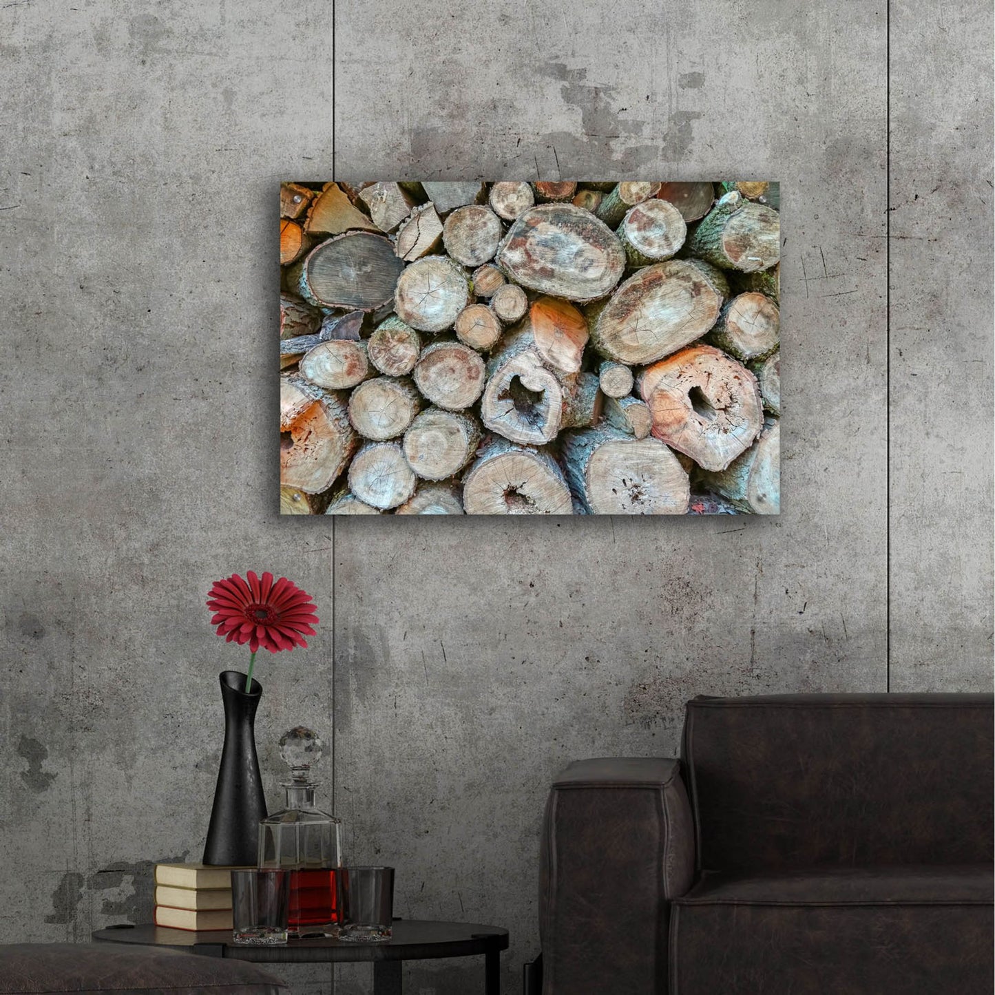 Epic Art ' Woodpile' by Brooke T. Ryan, Acrylic Glass Wall Art,36x24