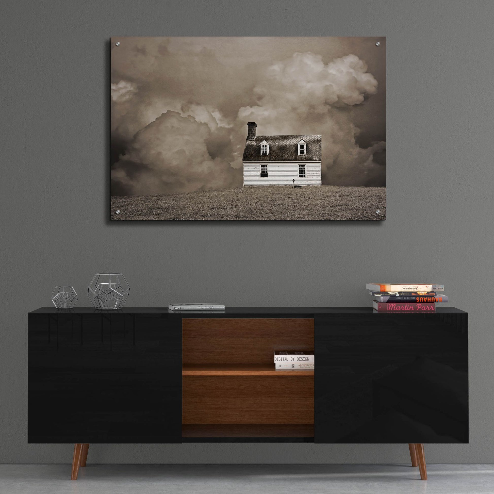 Epic Art ' Lone House in Brown' by Brooke T. Ryan, Acrylic Glass Wall Art,36x24