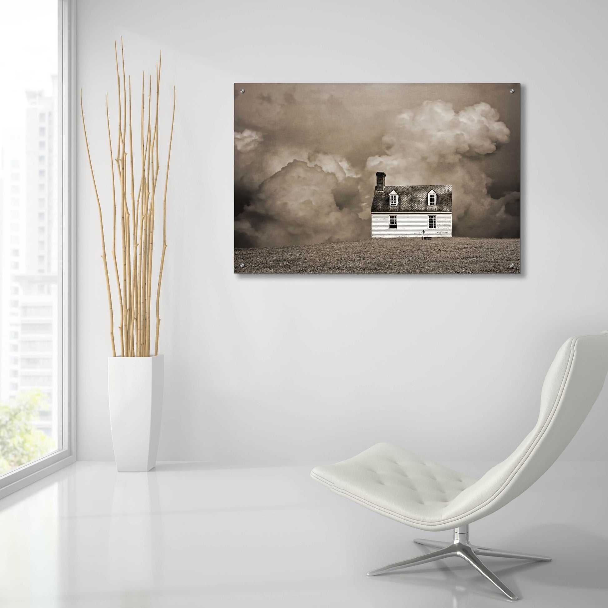 Epic Art ' Lone House in Brown' by Brooke T. Ryan, Acrylic Glass Wall Art,36x24