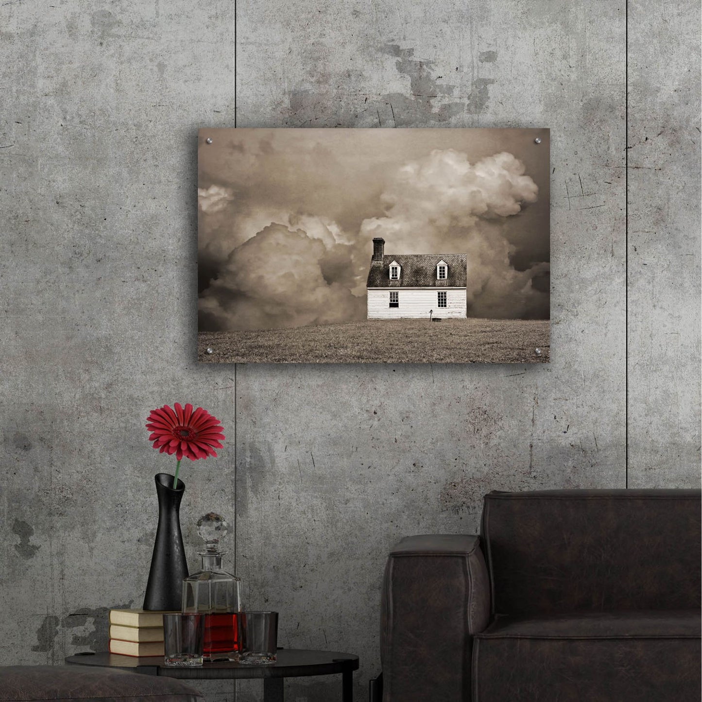 Epic Art ' Lone House in Brown' by Brooke T. Ryan, Acrylic Glass Wall Art,36x24