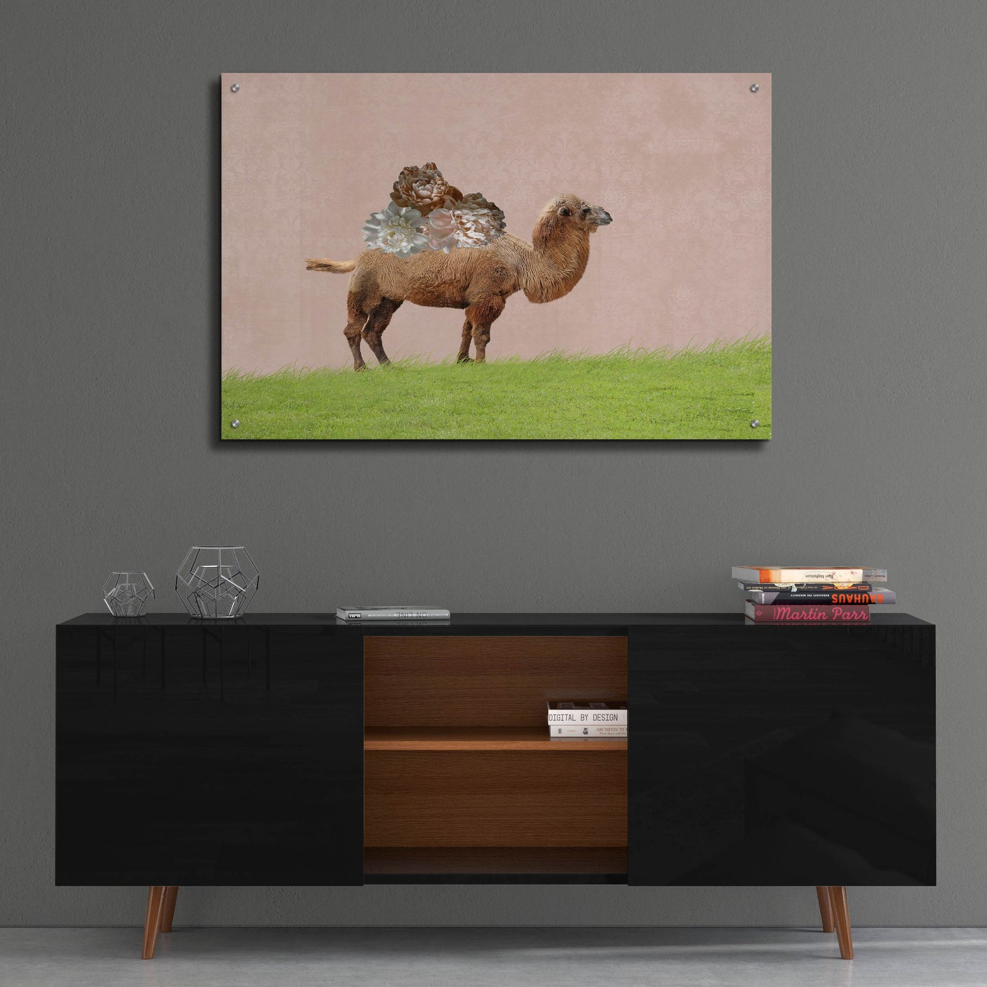 Epic Art ' Camel on Pink' by Brooke T. Ryan, Acrylic Glass Wall Art,36x24