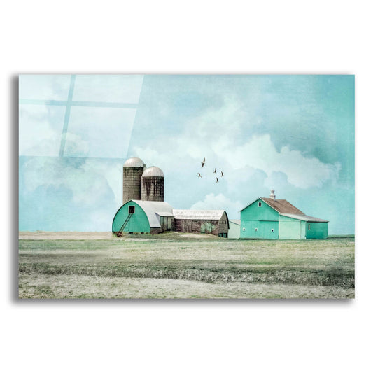 Epic Art ' Aqua Barns' by Brooke T. Ryan, Acrylic Glass Wall Art