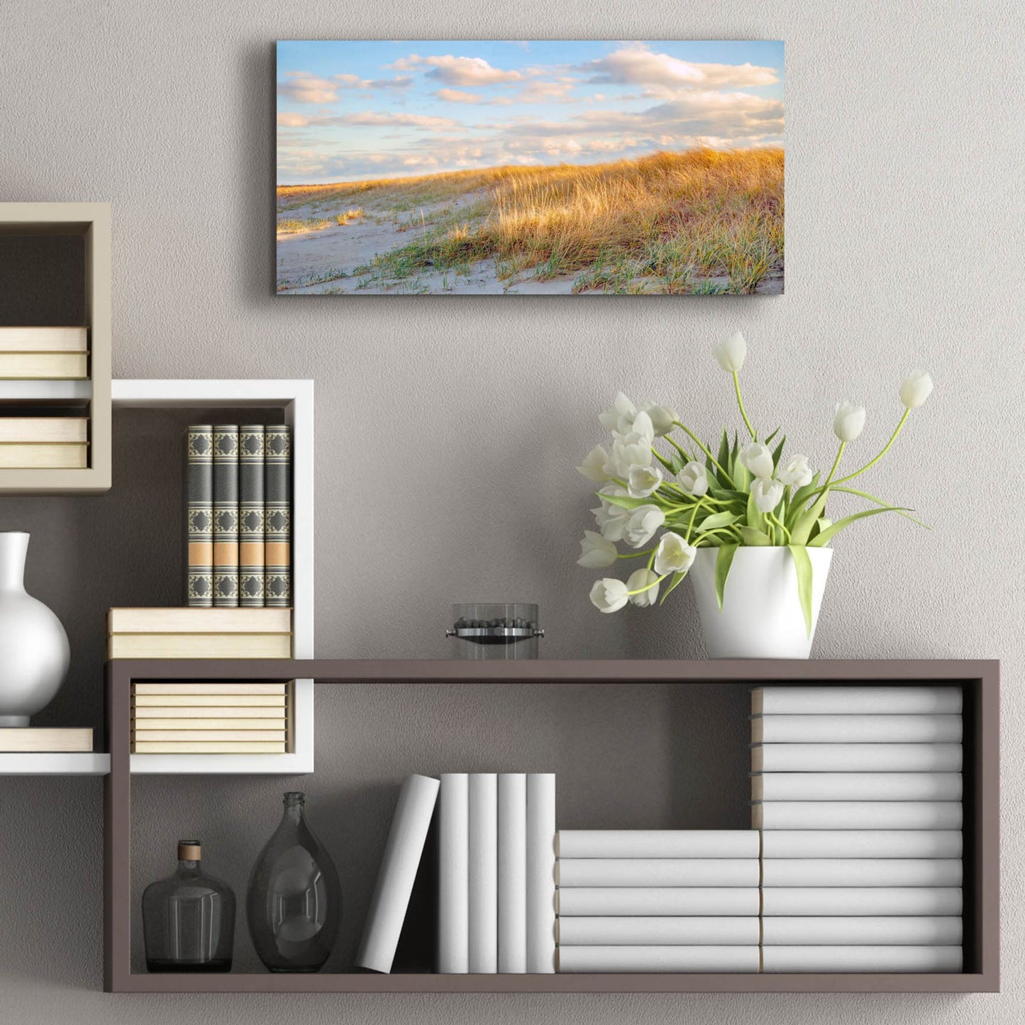 Epic Art ' Grassy Dunes Panorama' by Brooke T. Ryan, Acrylic Glass Wall Art,24x12