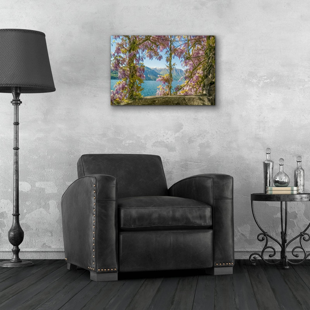 Wisteria and MountainsLago di Como by Brooke T. Ryan - 24x16 acrylic wall art in a room