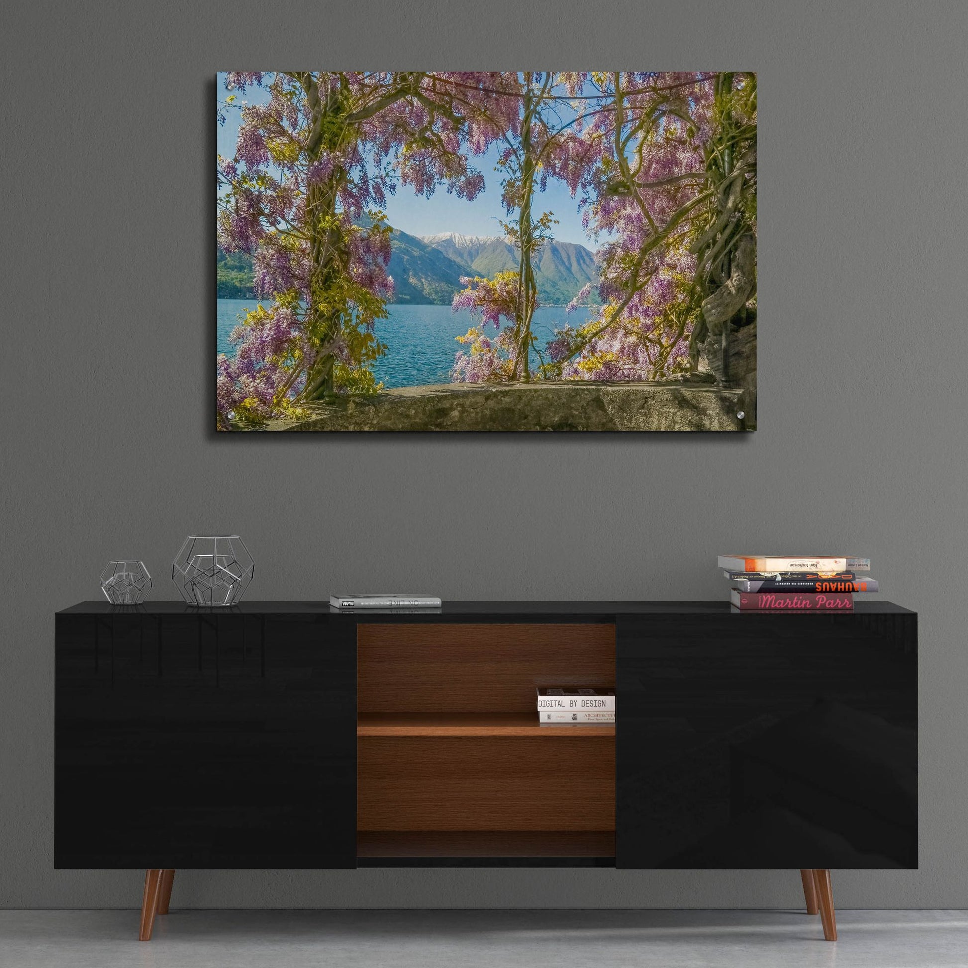 Epic Art ' Wisteria and MountainsLago di Como' by Brooke T. Ryan, Acrylic Glass Wall Art,36x24