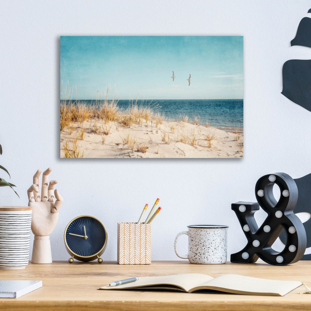Epic Art ' Beach & Gulls' by Brooke T. Ryan, Acrylic Glass Wall Art,16x12