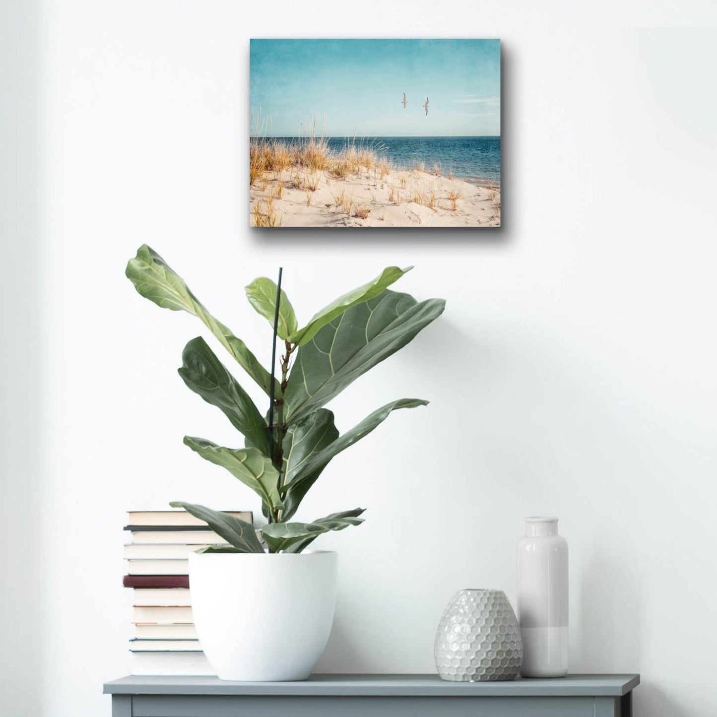 Epic Art ' Beach & Gulls' by Brooke T. Ryan, Acrylic Glass Wall Art,16x12