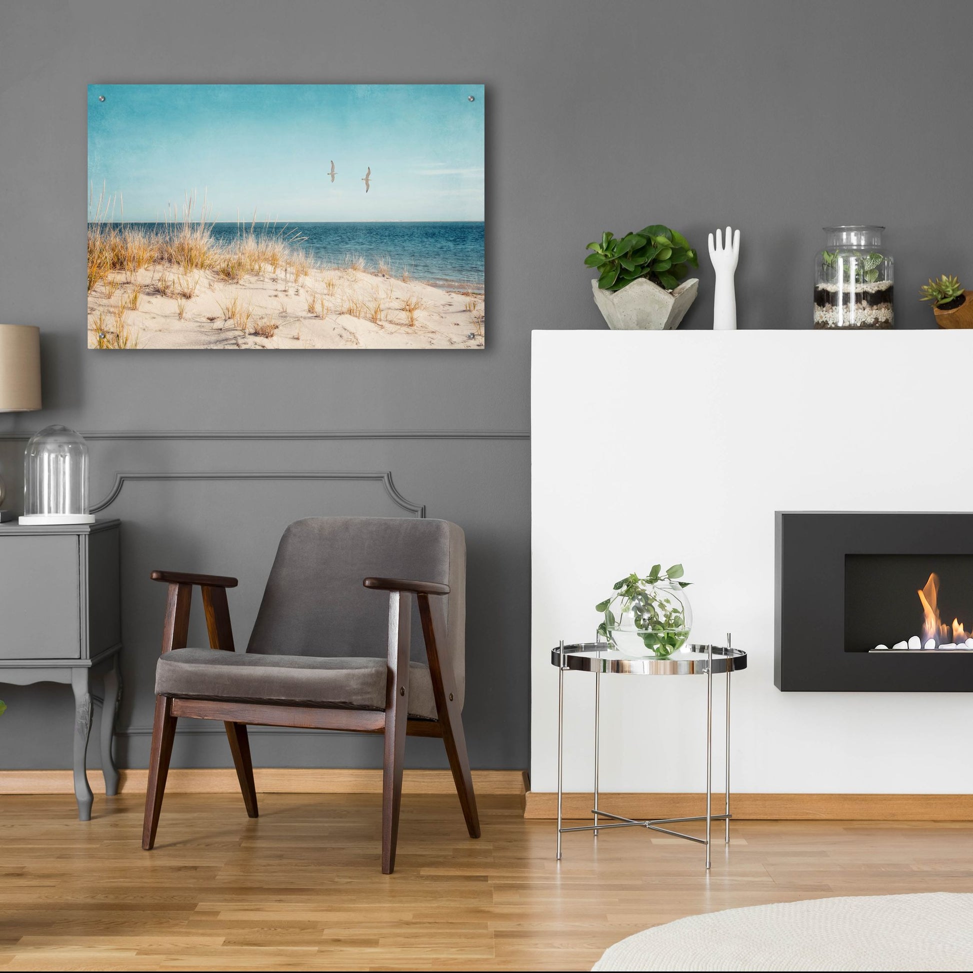 Epic Art ' Beach & Gulls' by Brooke T. Ryan, Acrylic Glass Wall Art,36x24