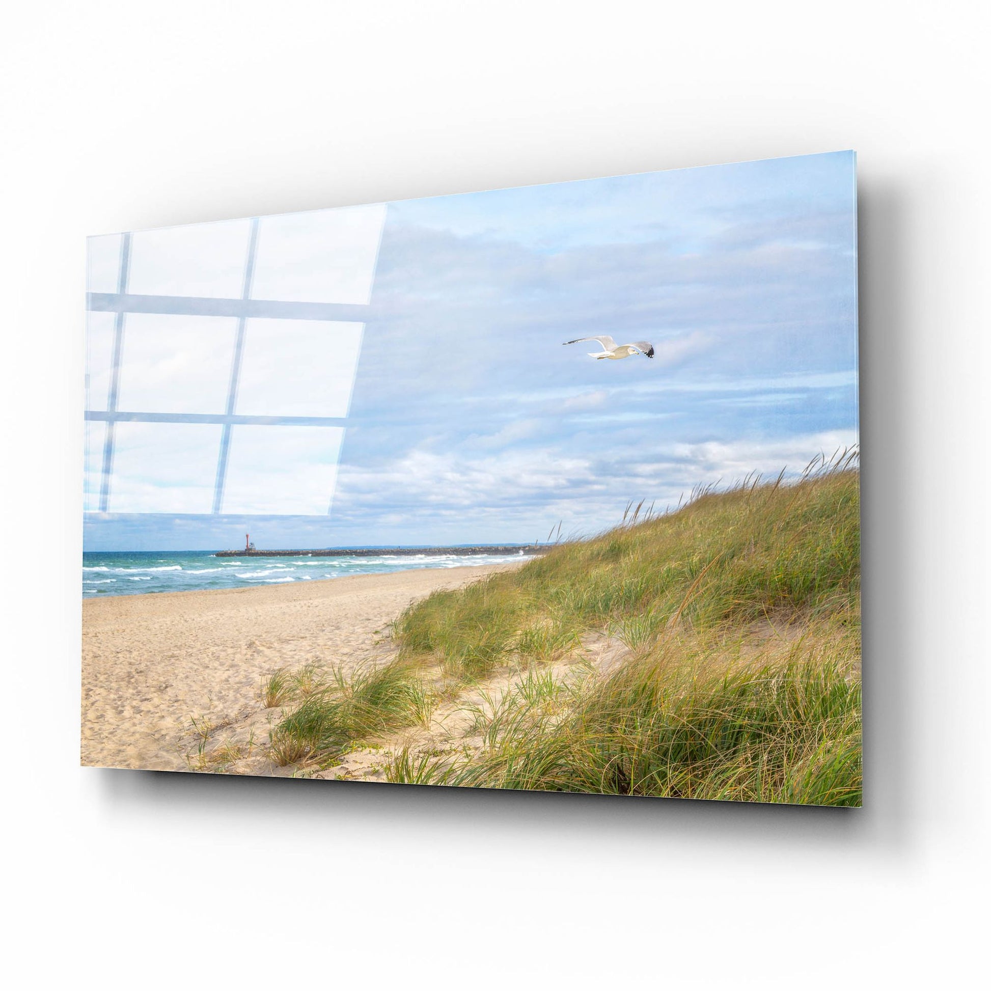 Epic Art ' Beach & Jetty' by Brooke T. Ryan, Acrylic Glass Wall Art,16x12