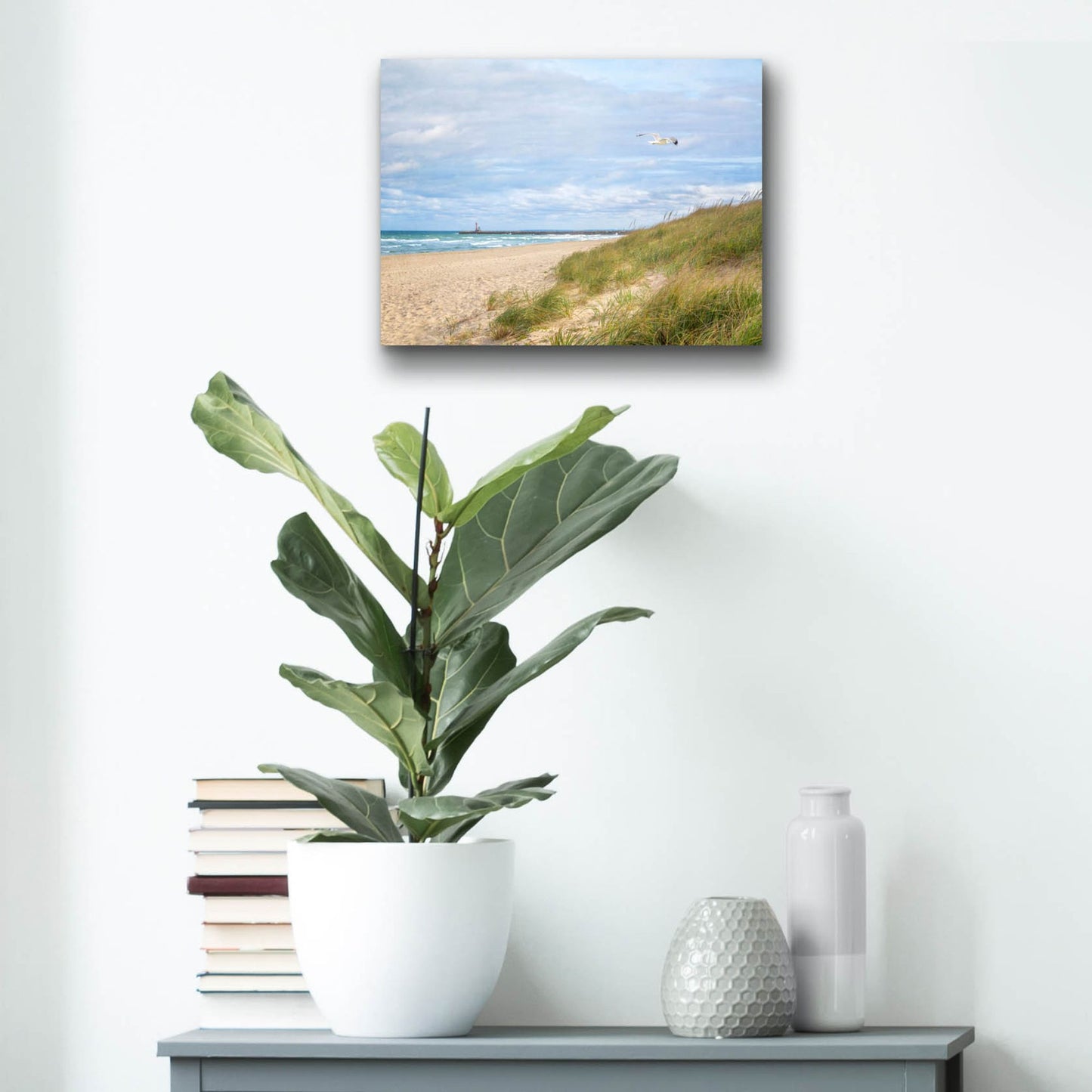 Epic Art ' Beach & Jetty' by Brooke T. Ryan, Acrylic Glass Wall Art,16x12