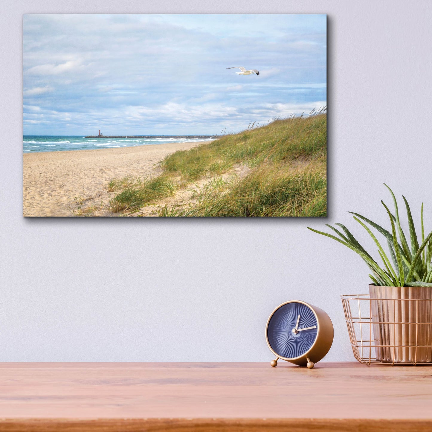 Epic Art ' Beach & Jetty' by Brooke T. Ryan, Acrylic Glass Wall Art,16x12