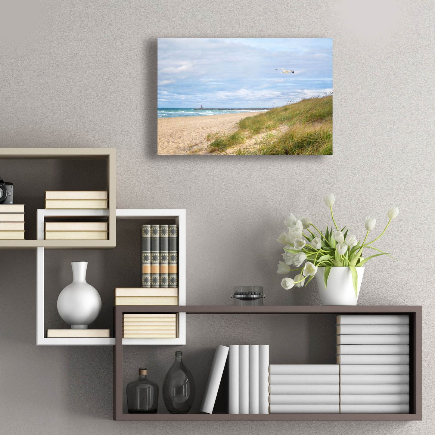 Epic Art ' Beach & Jetty' by Brooke T. Ryan, Acrylic Glass Wall Art,24x16