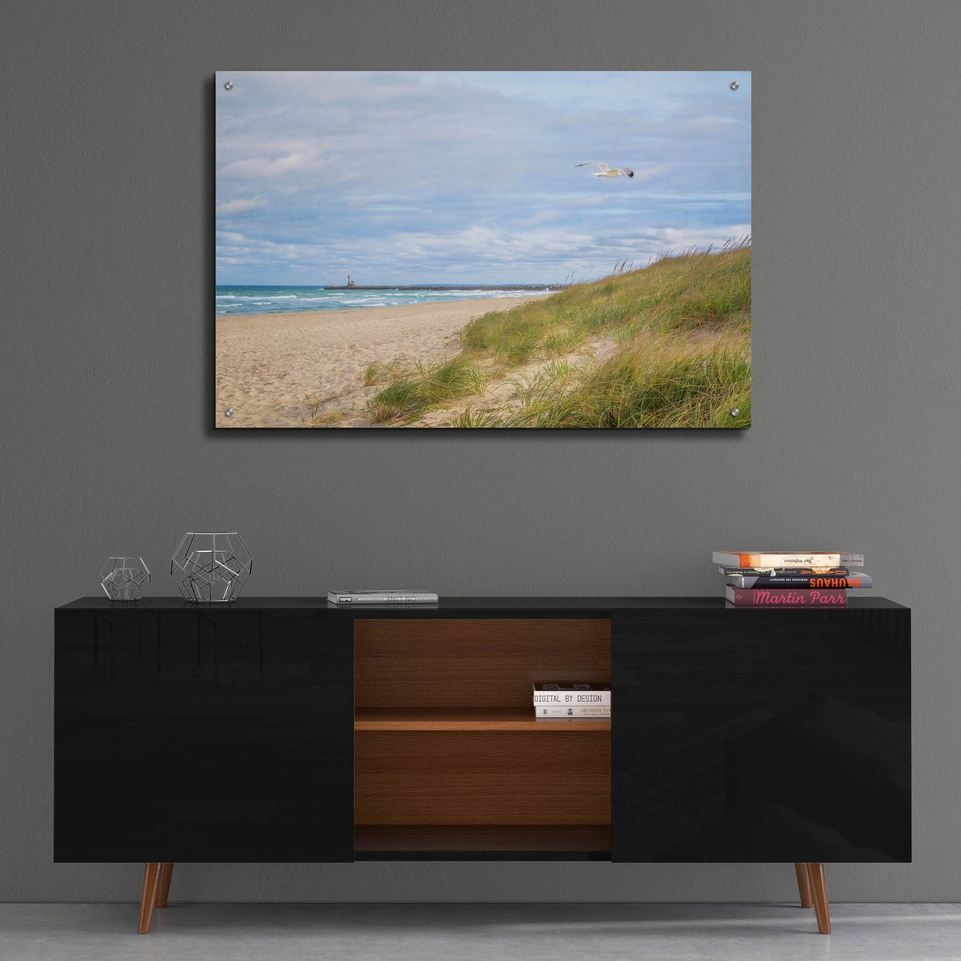 Epic Art ' Beach & Jetty' by Brooke T. Ryan, Acrylic Glass Wall Art,36x24