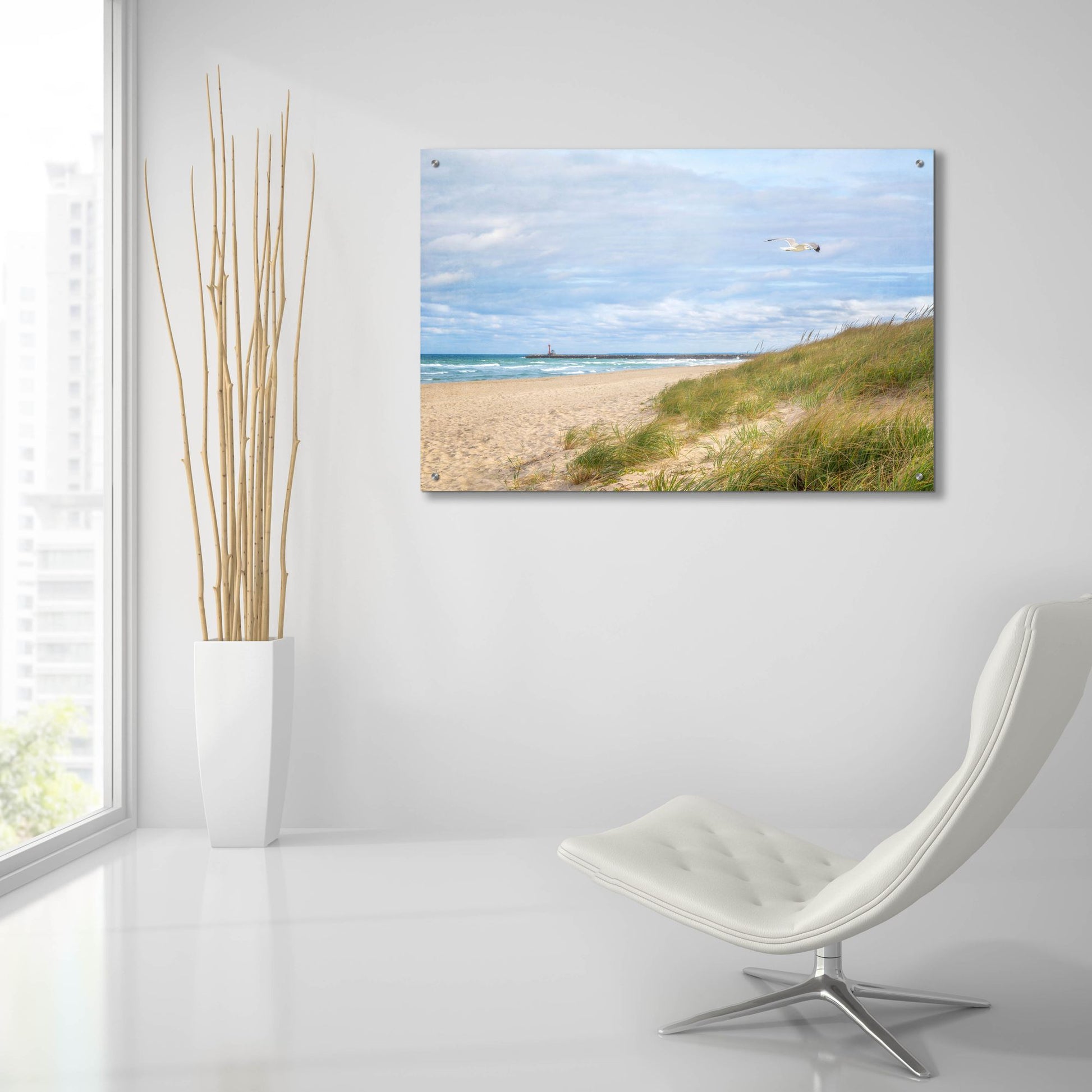 Epic Art ' Beach & Jetty' by Brooke T. Ryan, Acrylic Glass Wall Art,36x24