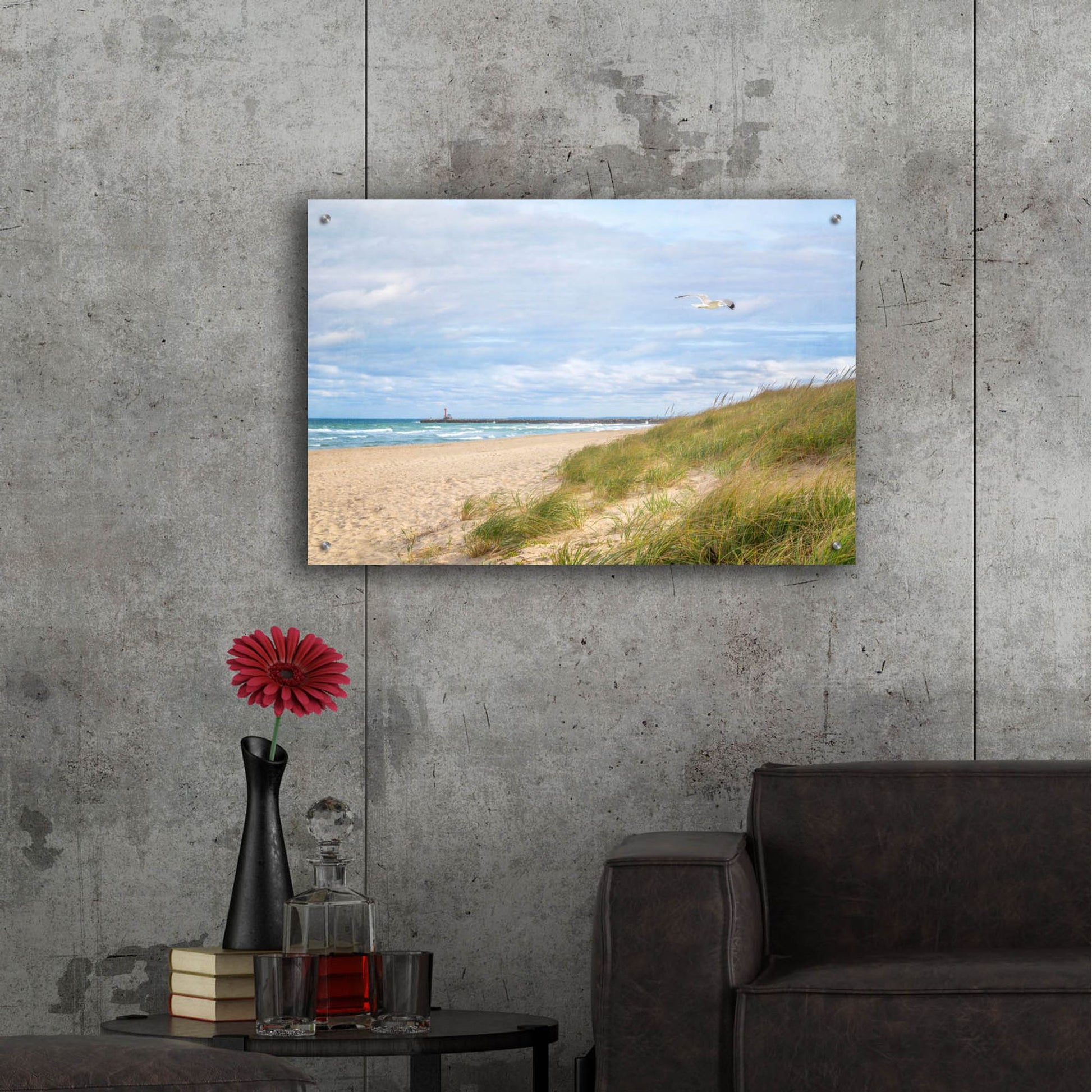 Epic Art ' Beach & Jetty' by Brooke T. Ryan, Acrylic Glass Wall Art,36x24