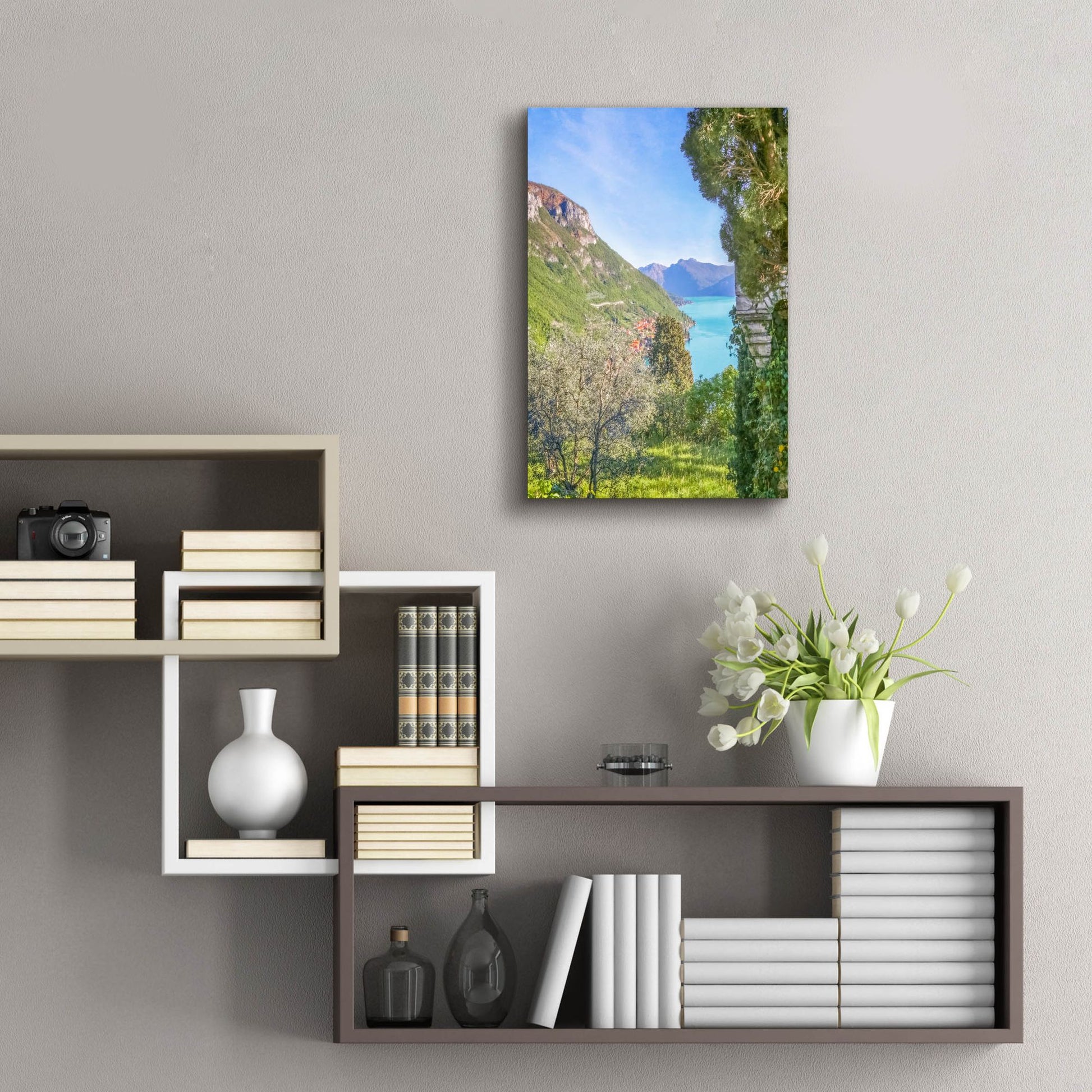 Epic Art ' Lago di Como View 1' by Brooke T. Ryan, Acrylic Glass Wall Art,16x24