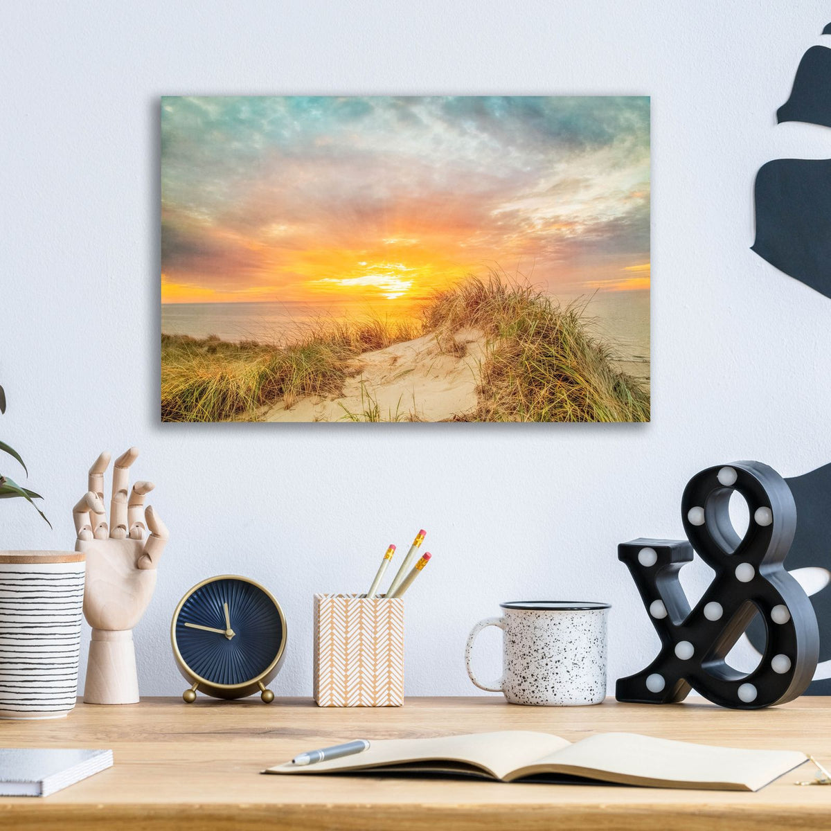 Sunset over The Dunes by Brooke T. Ryan - 16x12 acrylic wall art in a room