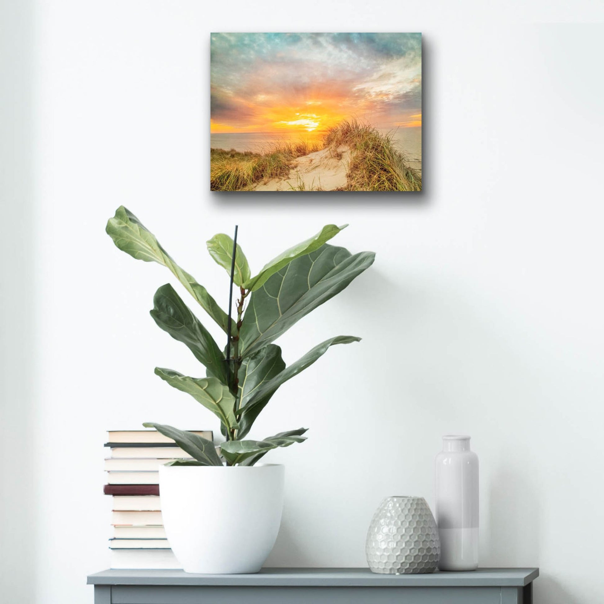 Epic Art ' Sunset over The Dunes' by Brooke T. Ryan, Acrylic Glass Wall Art,16x12