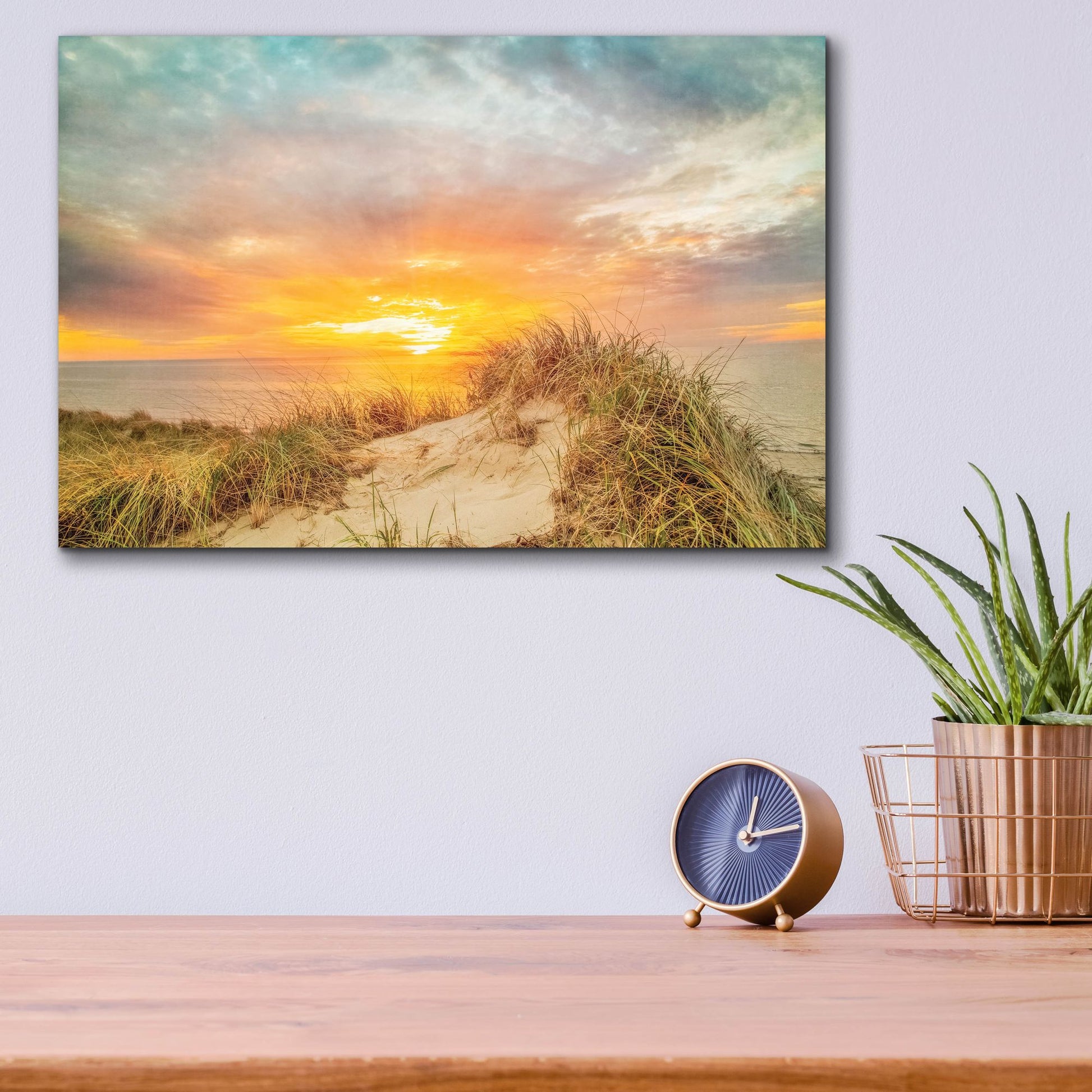 Epic Art ' Sunset over The Dunes' by Brooke T. Ryan, Acrylic Glass Wall Art,16x12