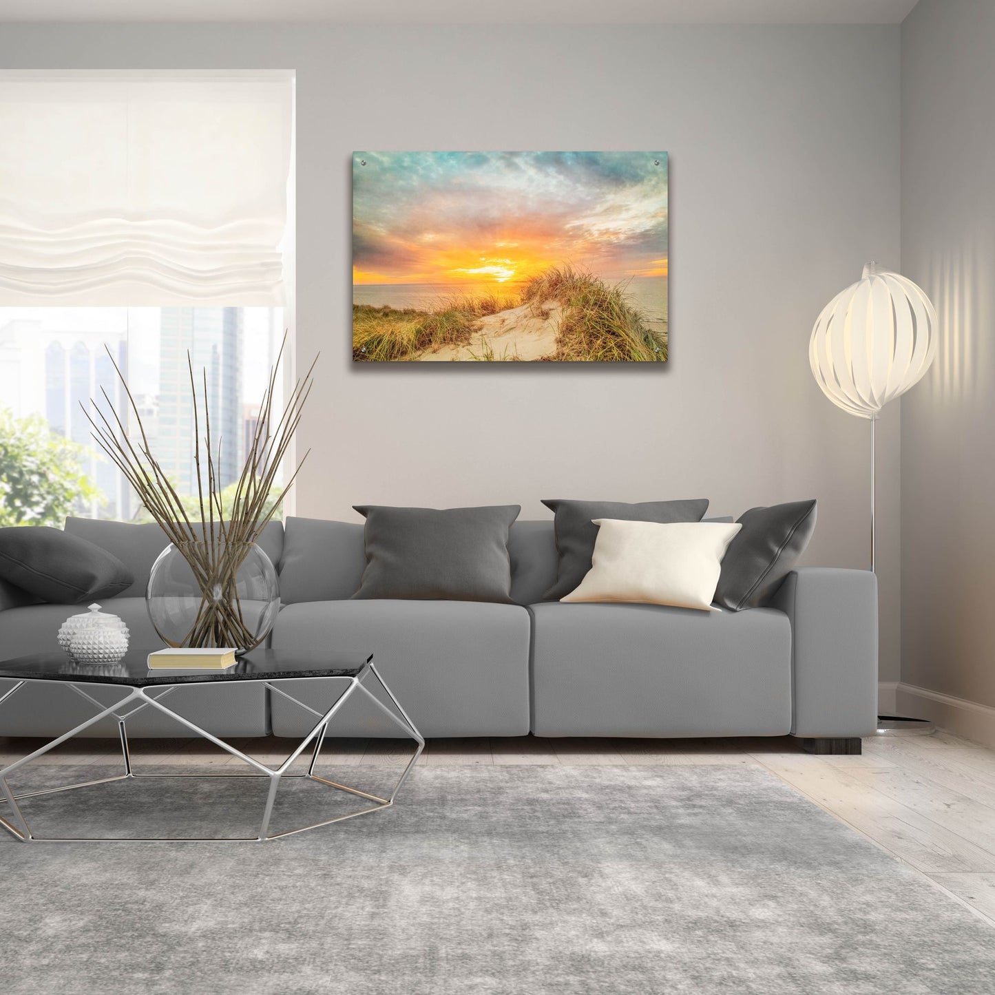 Epic Art ' Sunset over The Dunes' by Brooke T. Ryan, Acrylic Glass Wall Art,36x24