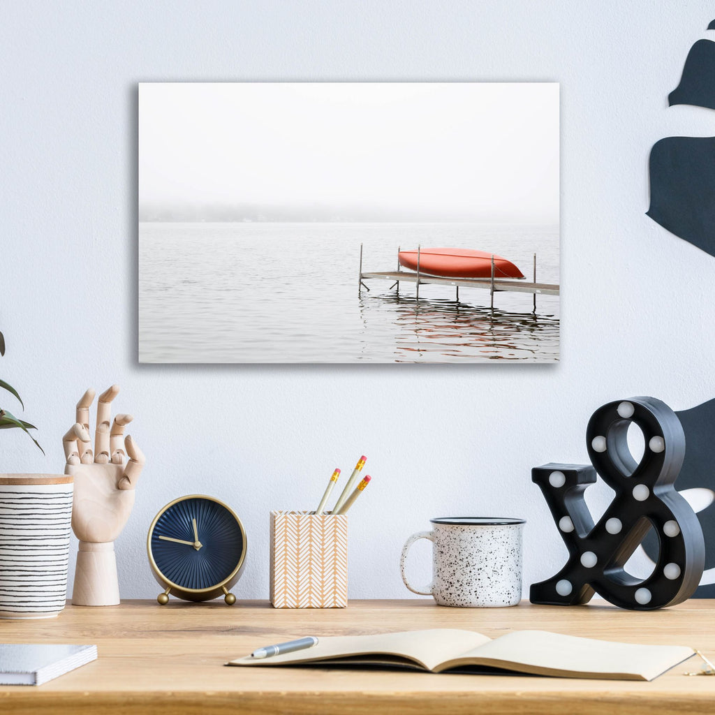 Epic Art ' Red Canoe' by Brooke T. Ryan, Acrylic Glass Wall Art,16x12